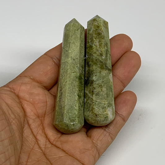 97.1g, 3"-3.1", 2pcs,  Natural Vasonite Wand Point Crystal @India, B29344