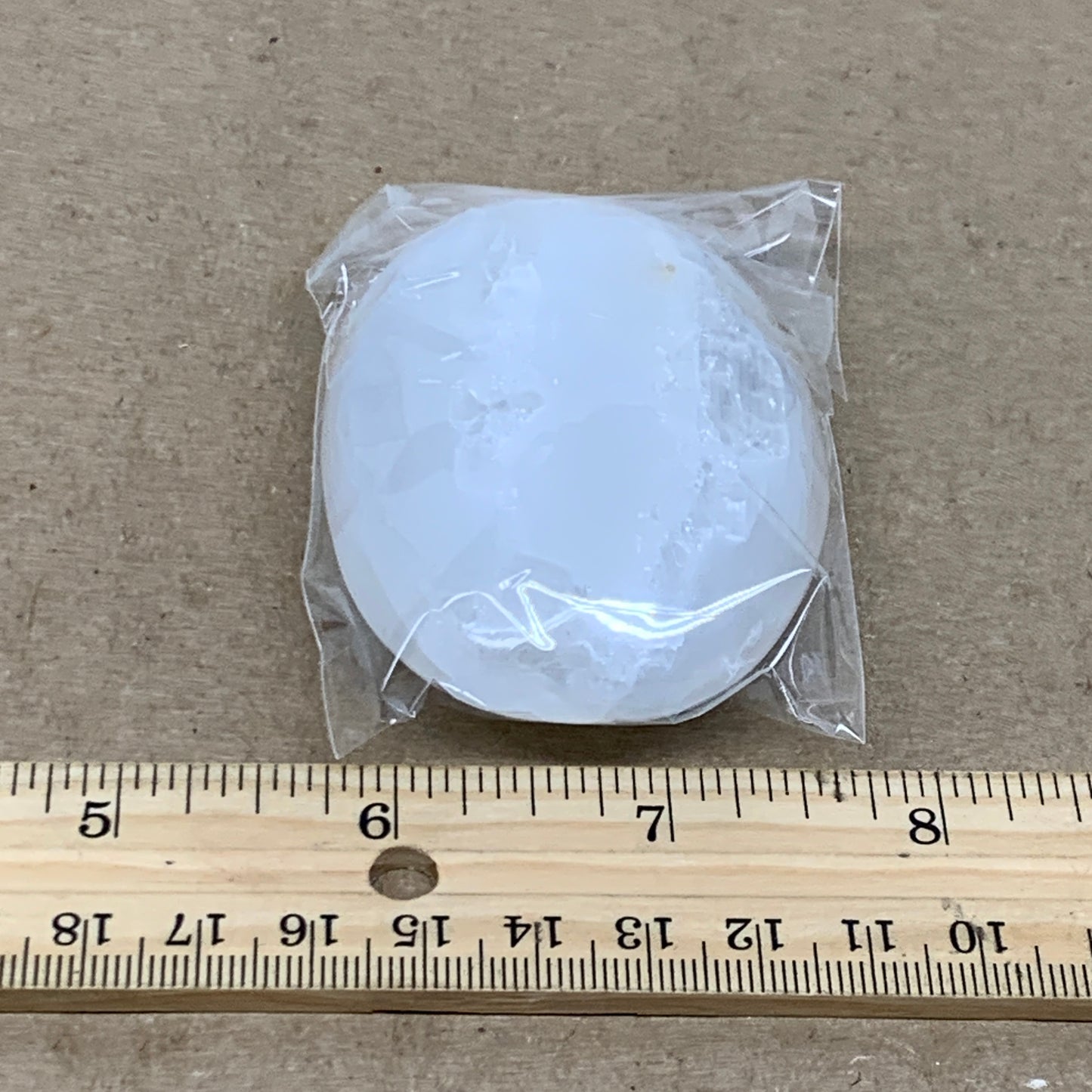 98g, 2.8"x2"x0.9", White Selenite Palmstone Crystal Pillow Reiki, B36380
