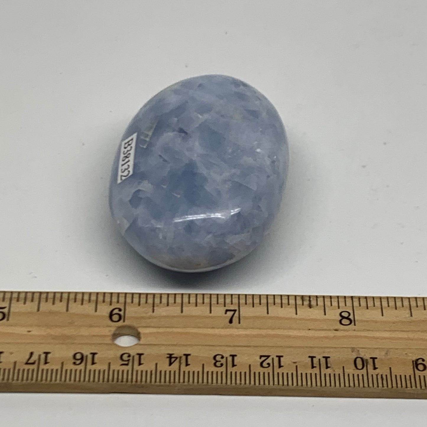 103g, 2.4"x1.7"x1" Blue Calcite Palm-Stone Polished Tumbled, B38132