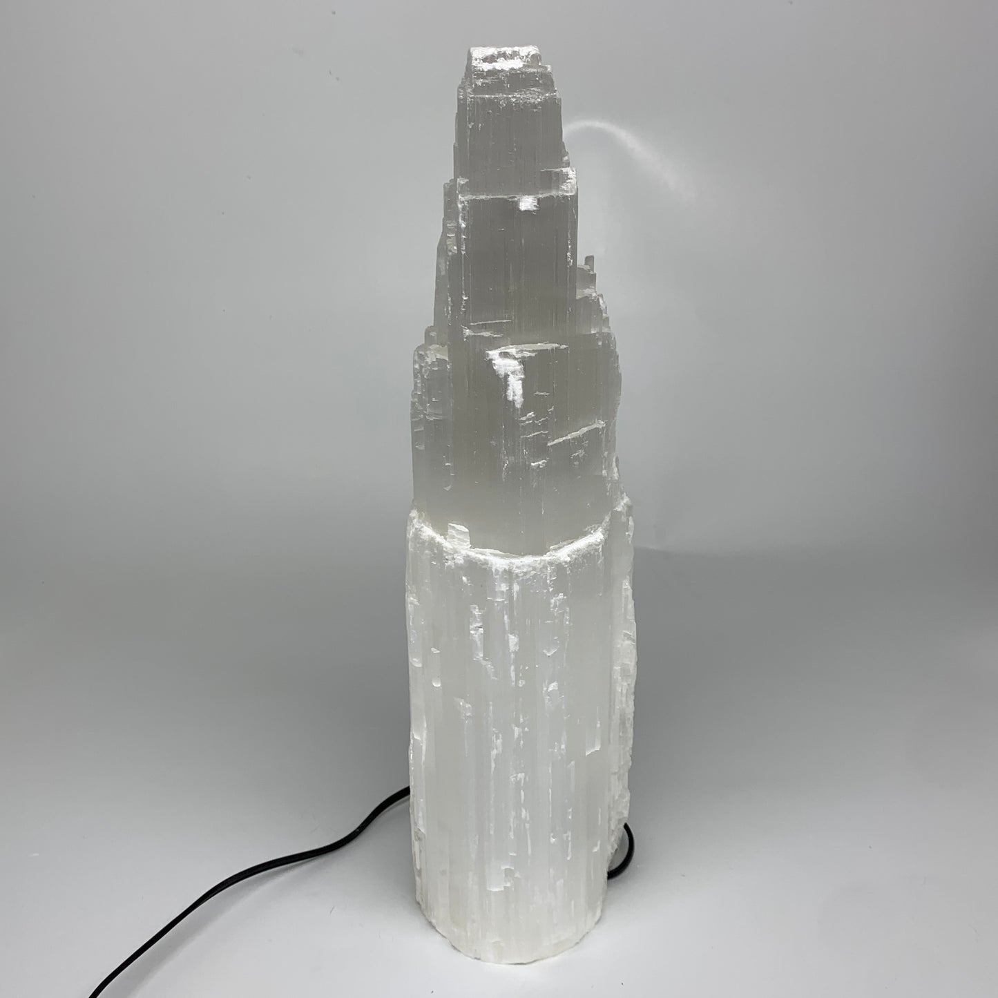 10.8 lbs, 13.7"x4.8"x3.4" Rough Selenite (Satin Spar) Lamp Tower W/Chord, B35763