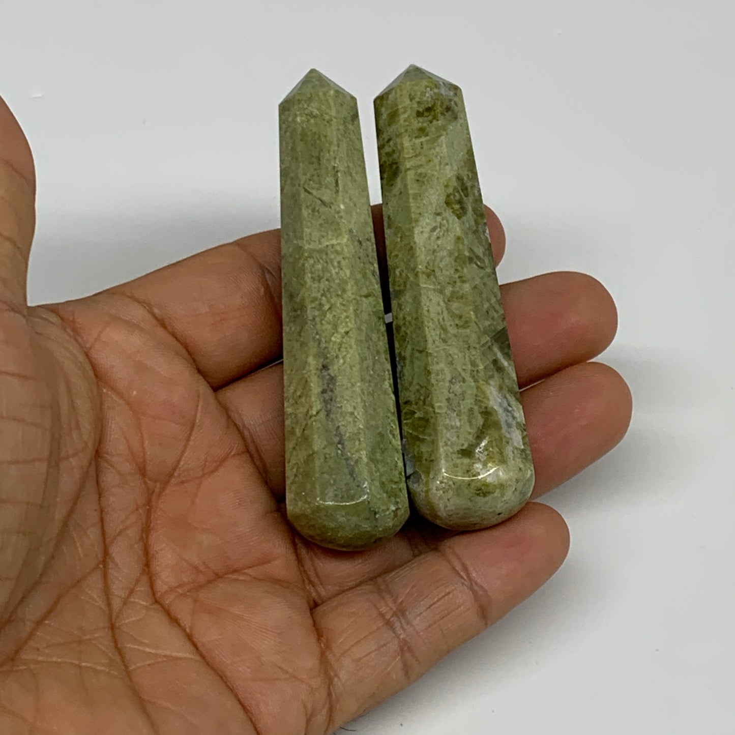97.1g, 3"-3.1", 2pcs,  Natural Vasonite Wand Point Crystal @India, B29344
