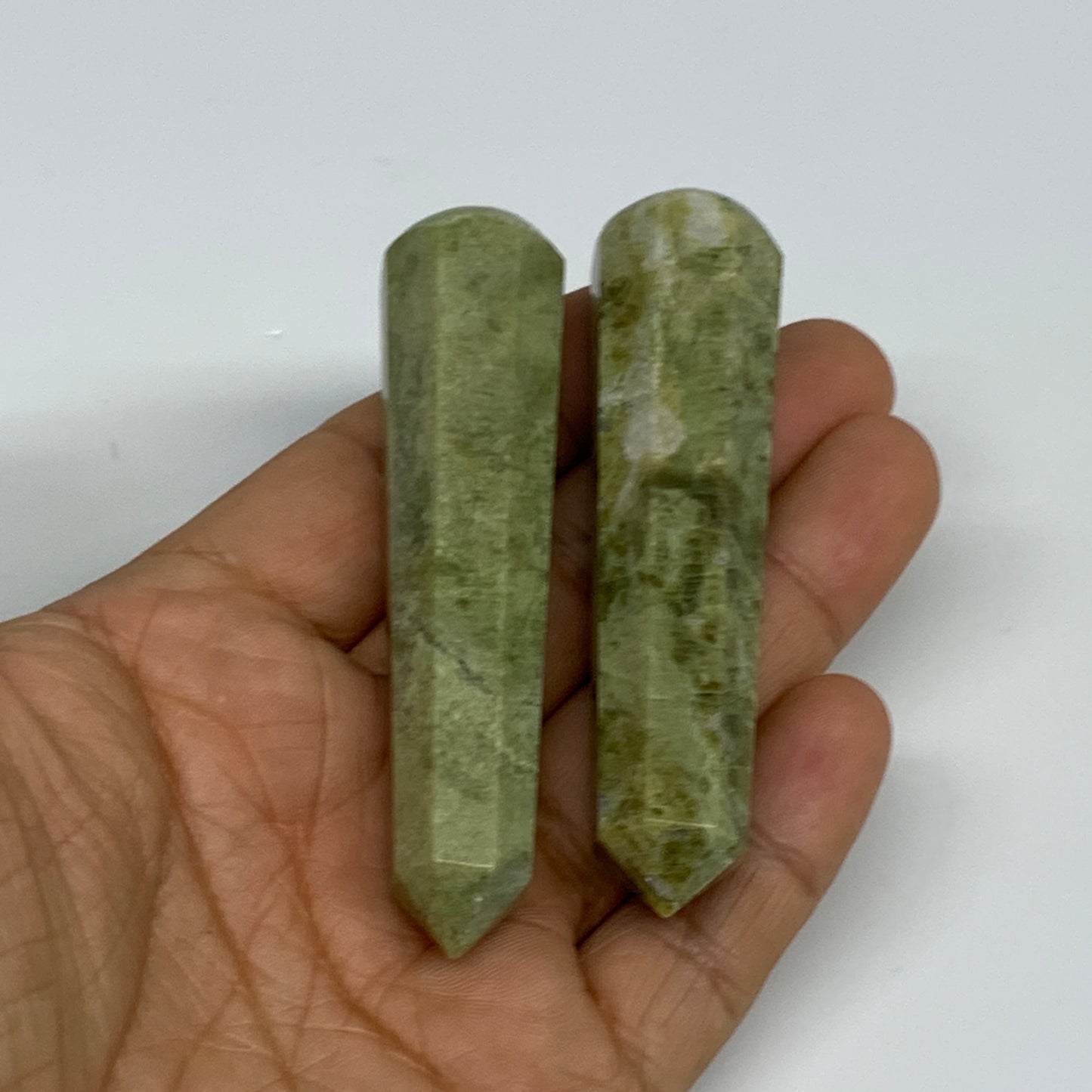 97.1g, 3"-3.1", 2pcs,  Natural Vasonite Wand Point Crystal @India, B29344