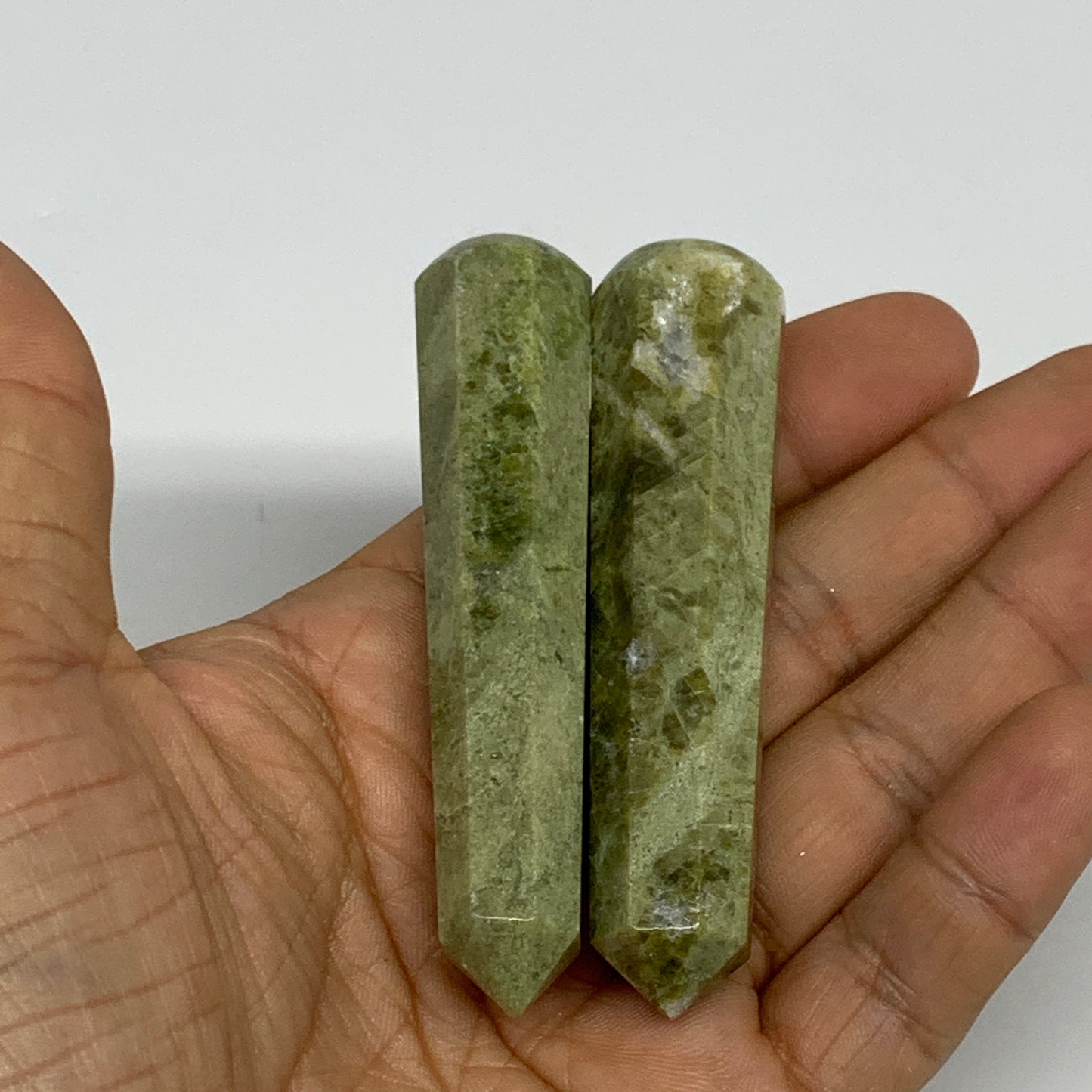 97.1g, 3"-3.1", 2pcs,  Natural Vasonite Wand Point Crystal @India, B29344