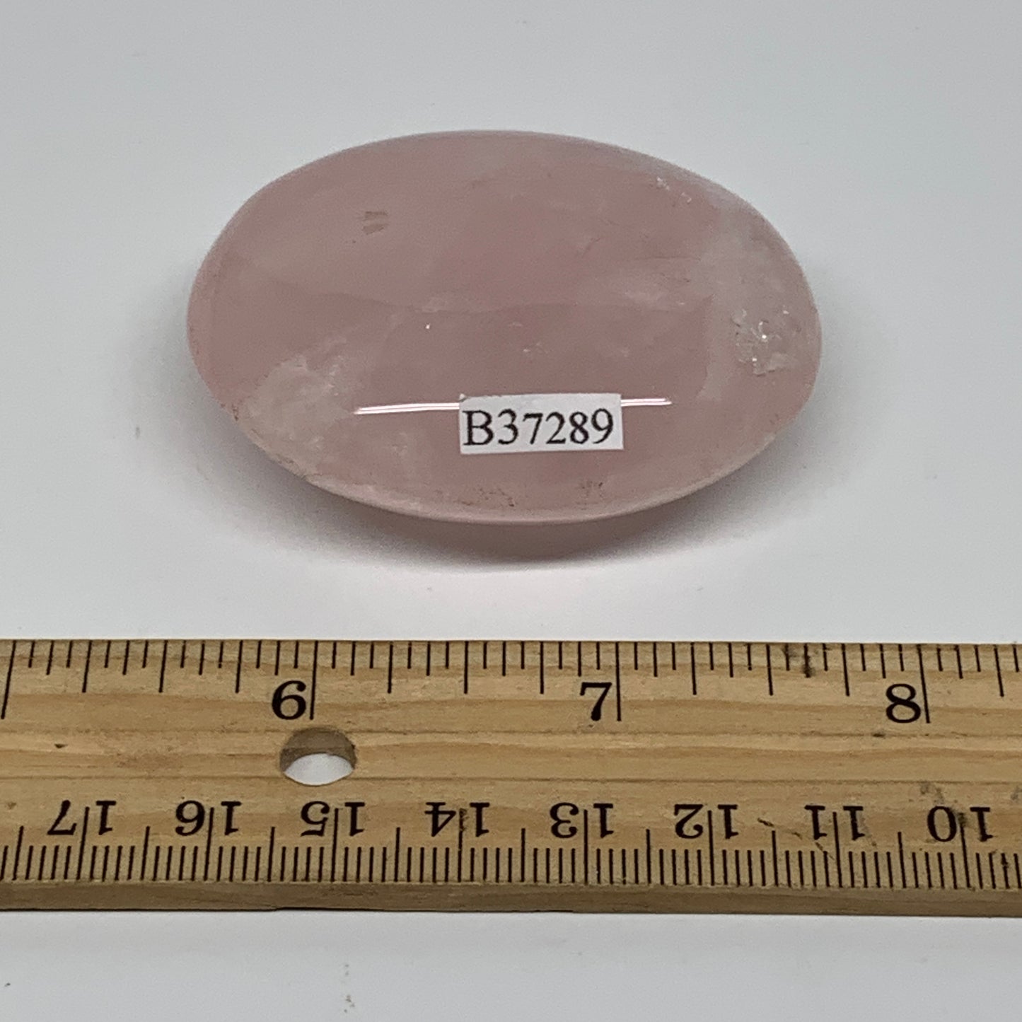 76.6g , 2.3"x1.8"x0.8", Natural Pink Rose Quartz Palm-stone Crystal, B37289