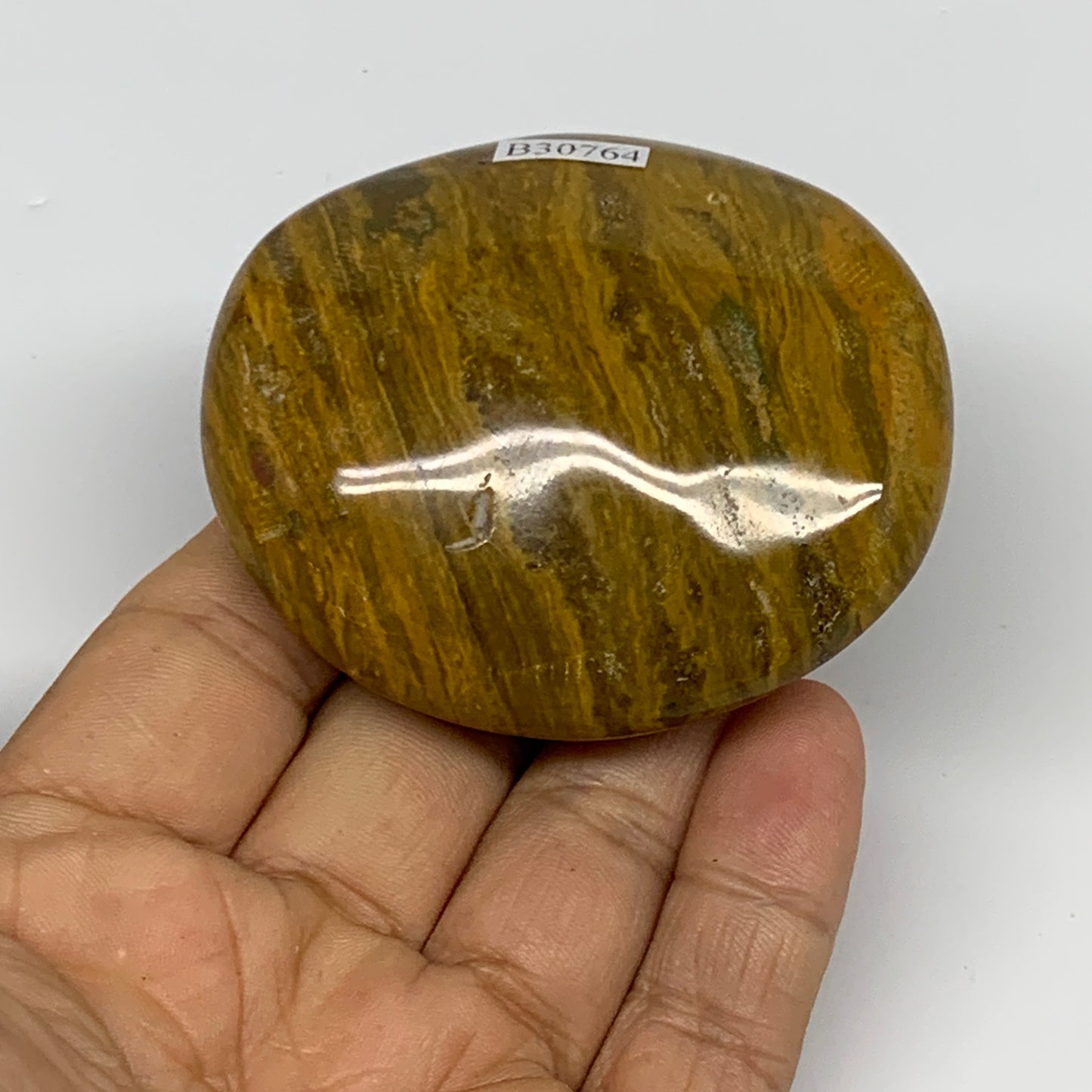 131.2g, 2.5"x2.3"x1.1" Natural Ocean Jasper Palm-Stone Orbicular Jasper, B30764