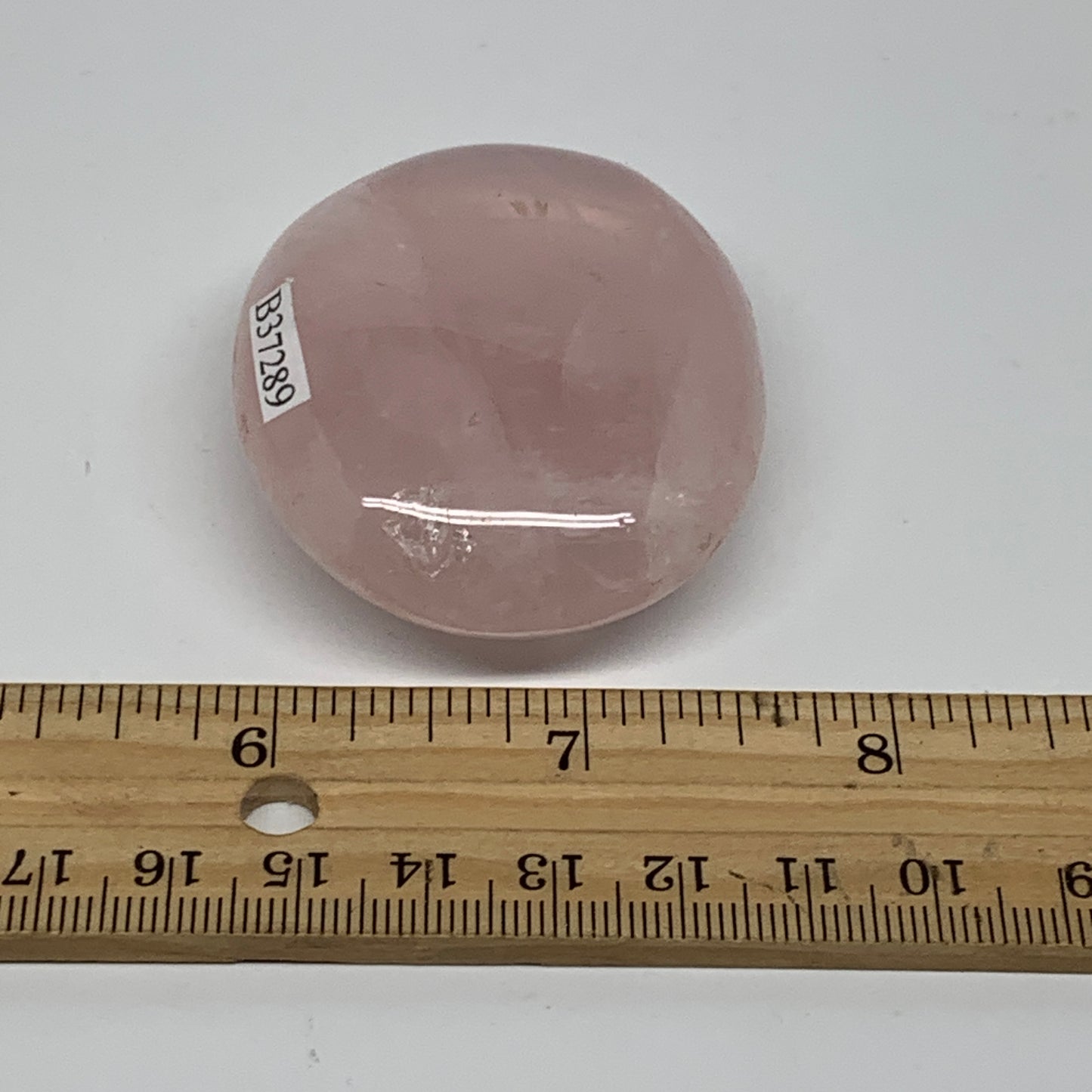 76.6g , 2.3"x1.8"x0.8", Natural Pink Rose Quartz Palm-stone Crystal, B37289