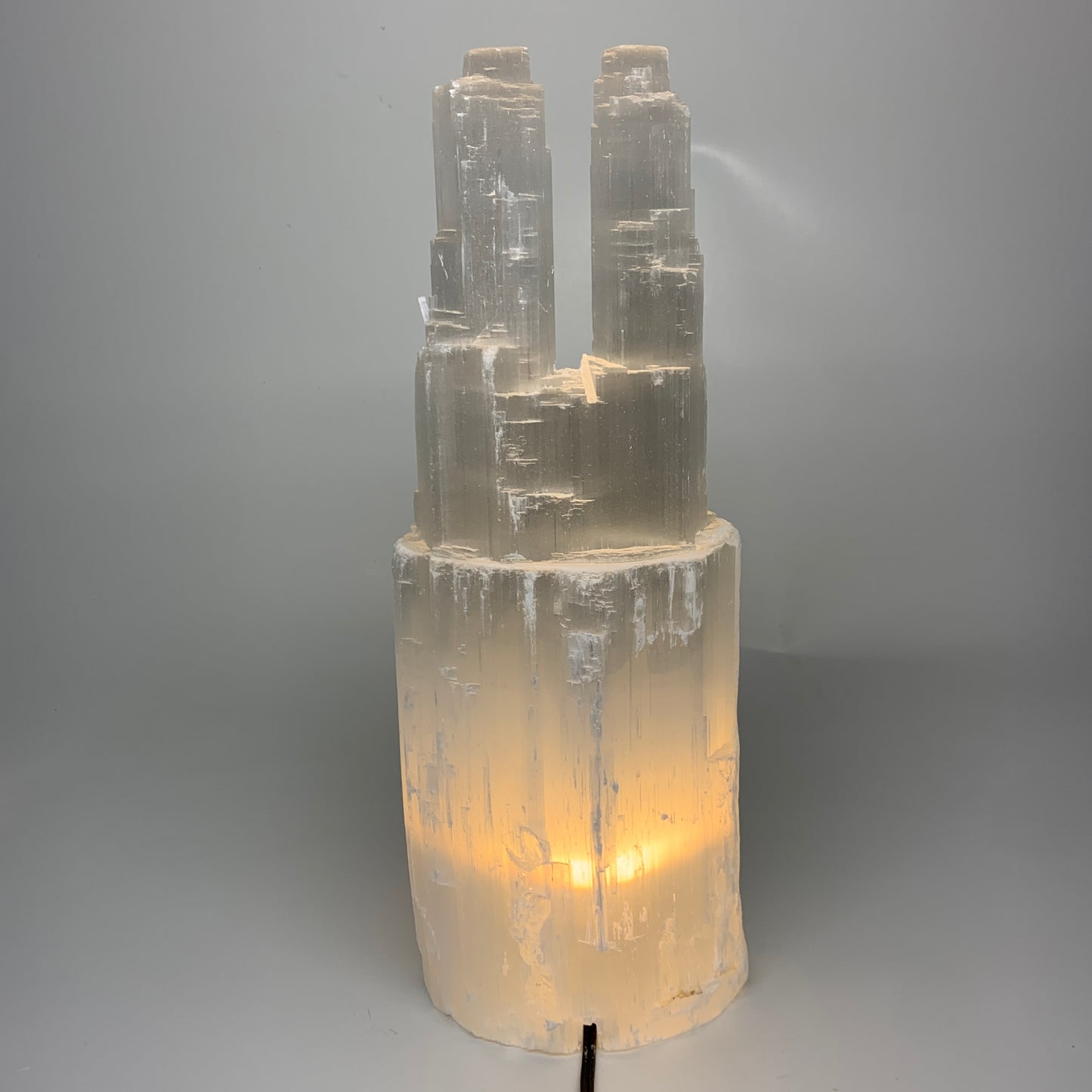 10.2 lbs, 13.7"x4.9"x3.7" Rough Selenite (Satin Spar) Lamp Tower W/Chord, B35764