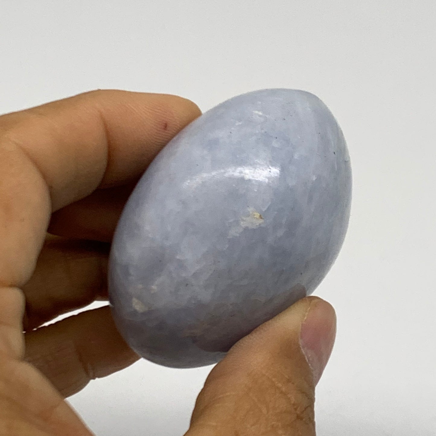 120g, 2.1"x1.9"x1.2" Blue Calcite Palm-Stone Polished Tumbled, B38133
