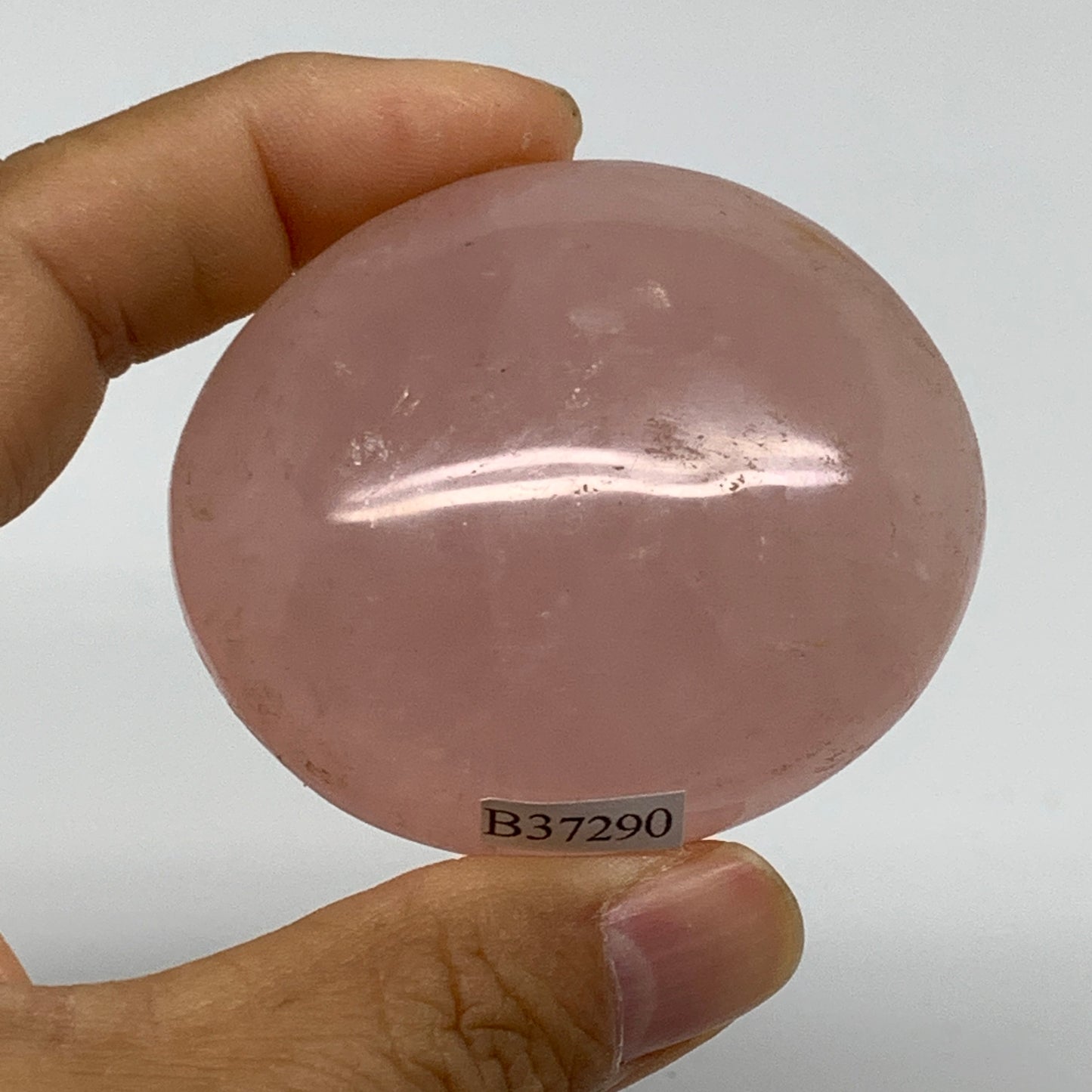 120g , 2.3"x2"x1.1", Natural Pink Rose Quartz Palm-stone Crystal, B37290