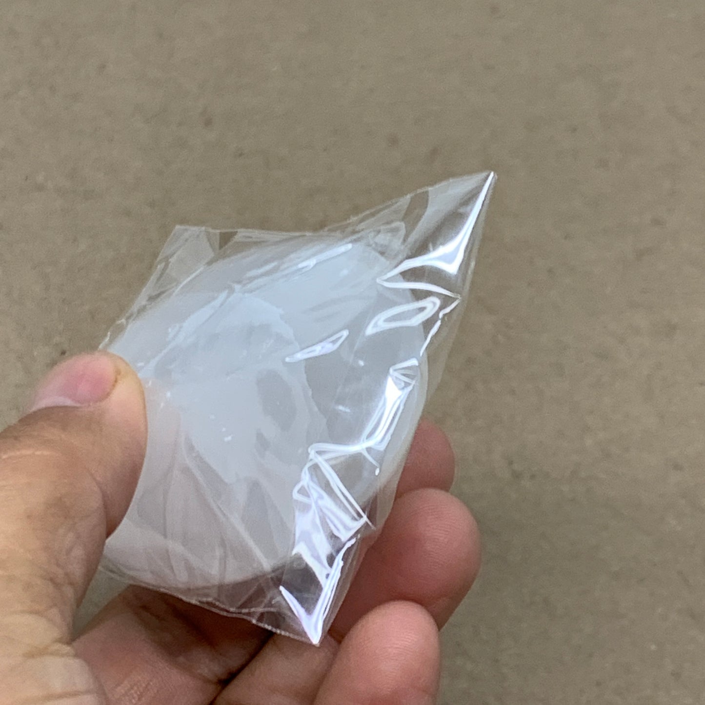 96g, 2.7"x2"x1", White Selenite Palmstone Crystal Pillow Reiki, B36381