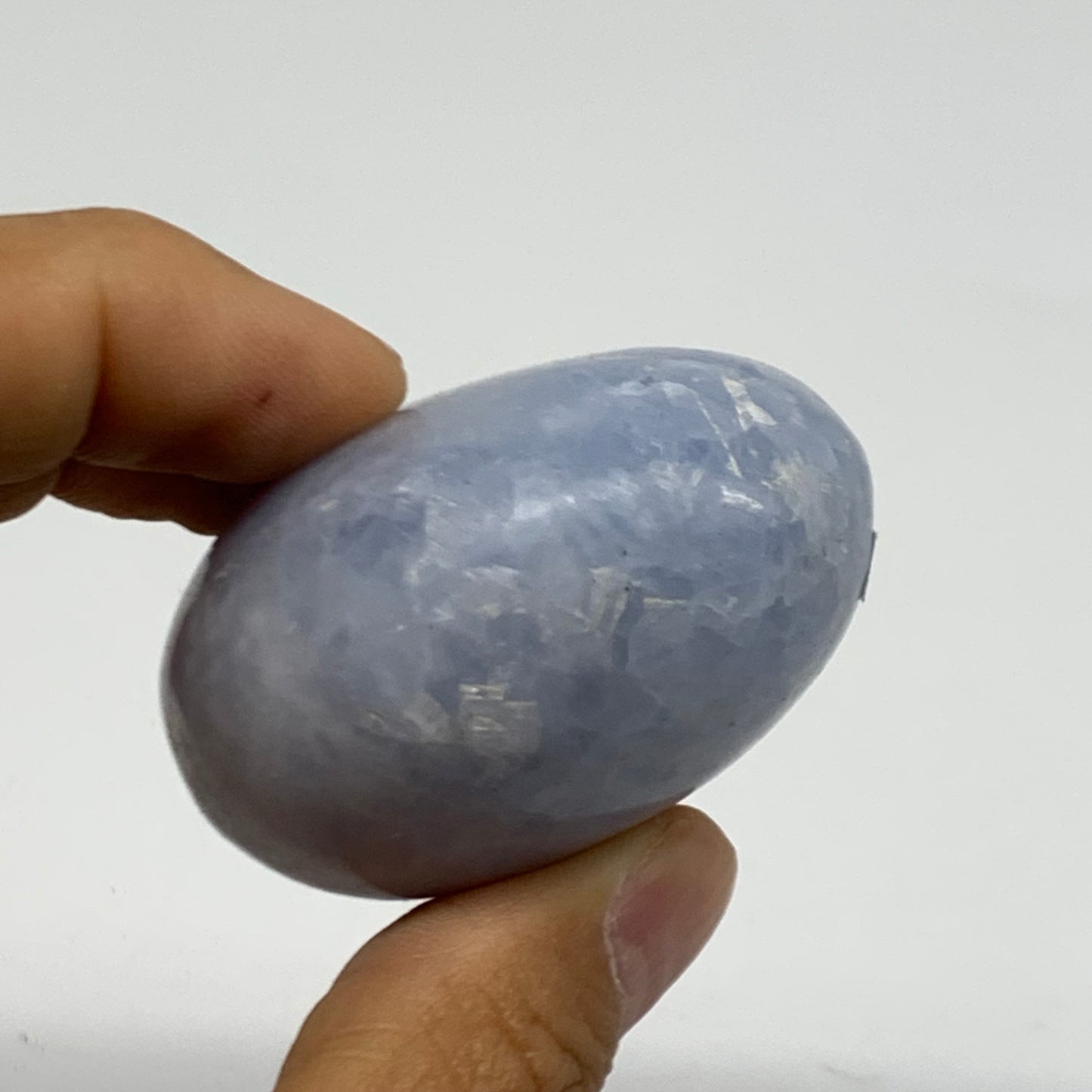 120g, 2.1"x1.9"x1.2" Blue Calcite Palm-Stone Polished Tumbled, B38133
