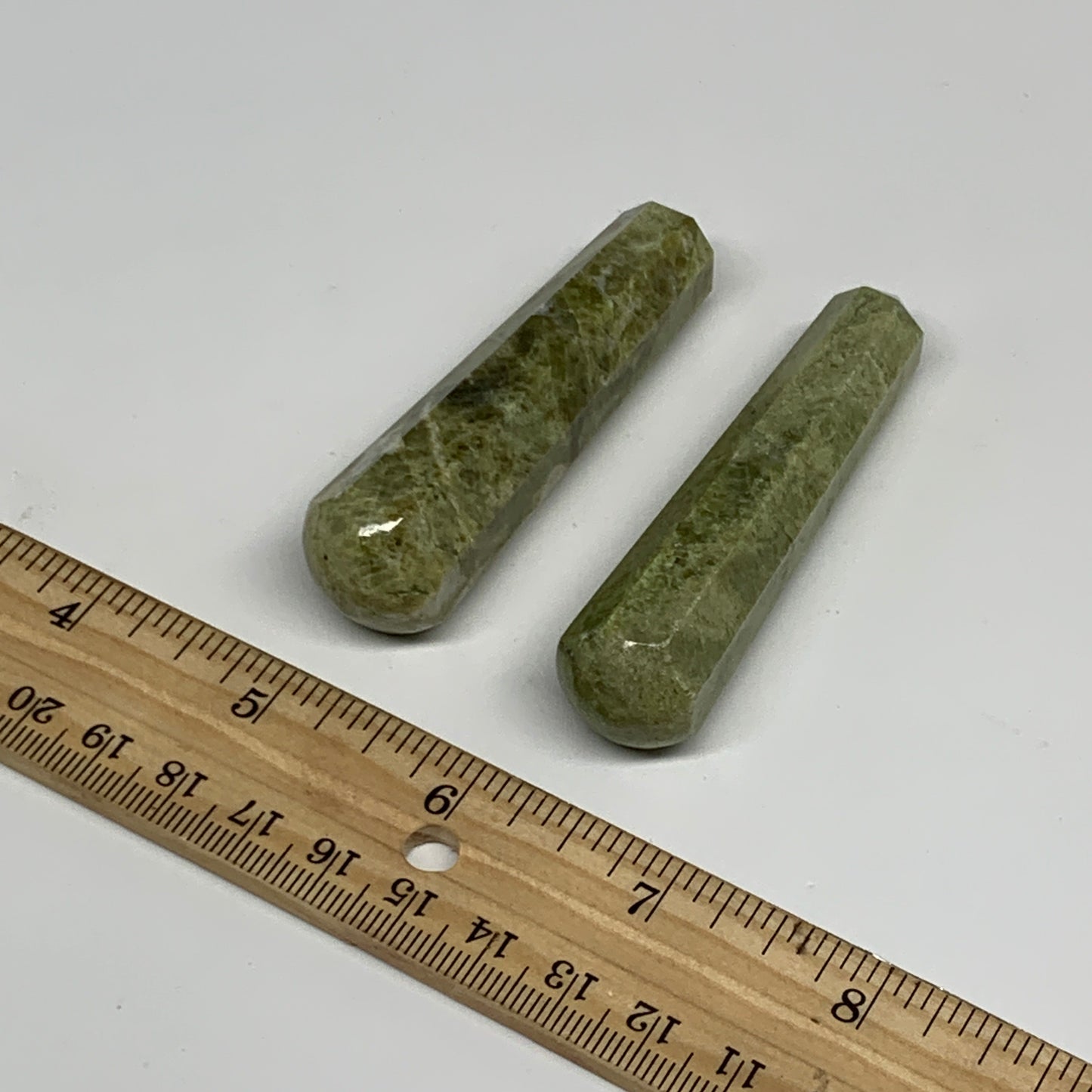 97.1g, 3"-3.1", 2pcs,  Natural Vasonite Wand Point Crystal @India, B29344