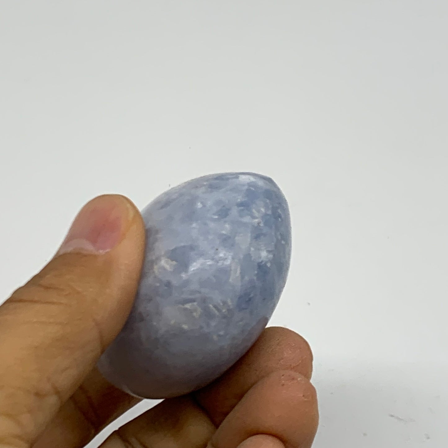 120g, 2.1"x1.9"x1.2" Blue Calcite Palm-Stone Polished Tumbled, B38133