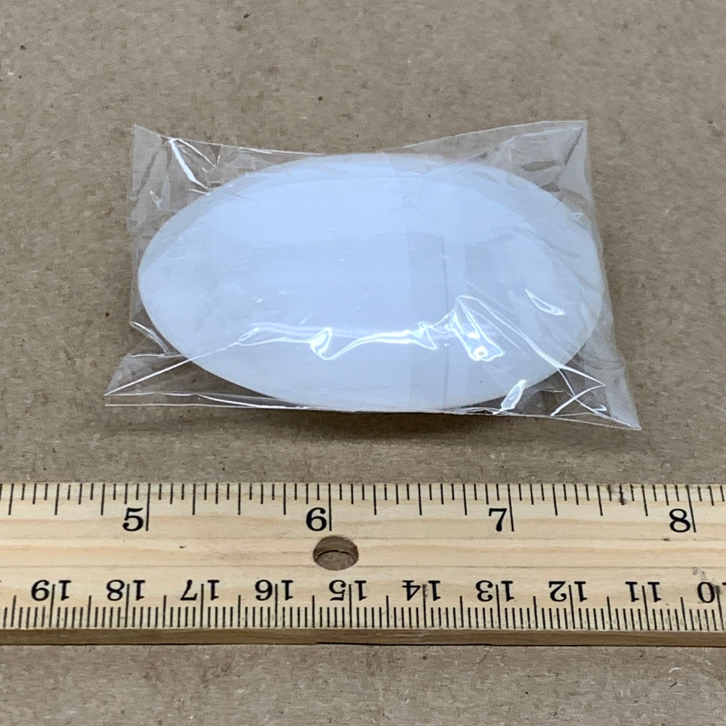 96g, 2.7"x2"x1", White Selenite Palmstone Crystal Pillow Reiki, B36381
