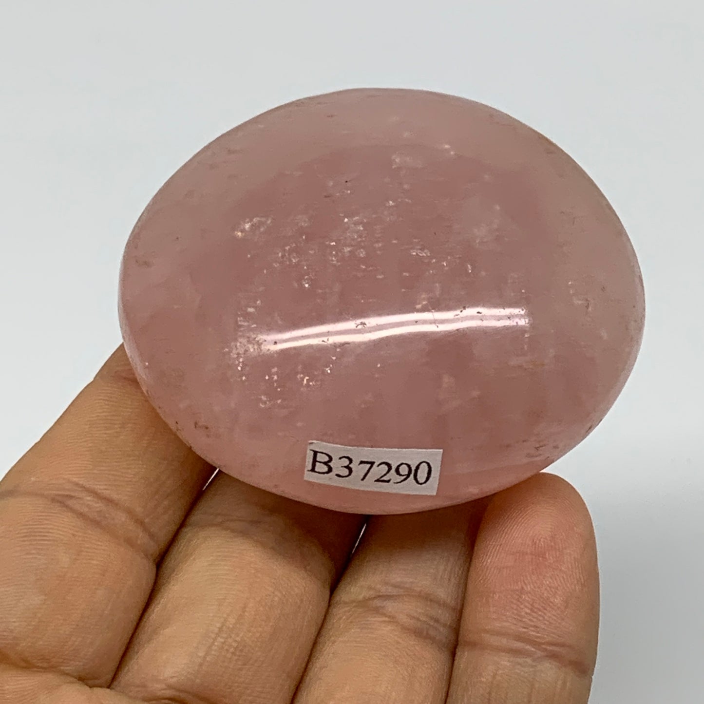 120g , 2.3"x2"x1.1", Natural Pink Rose Quartz Palm-stone Crystal, B37290