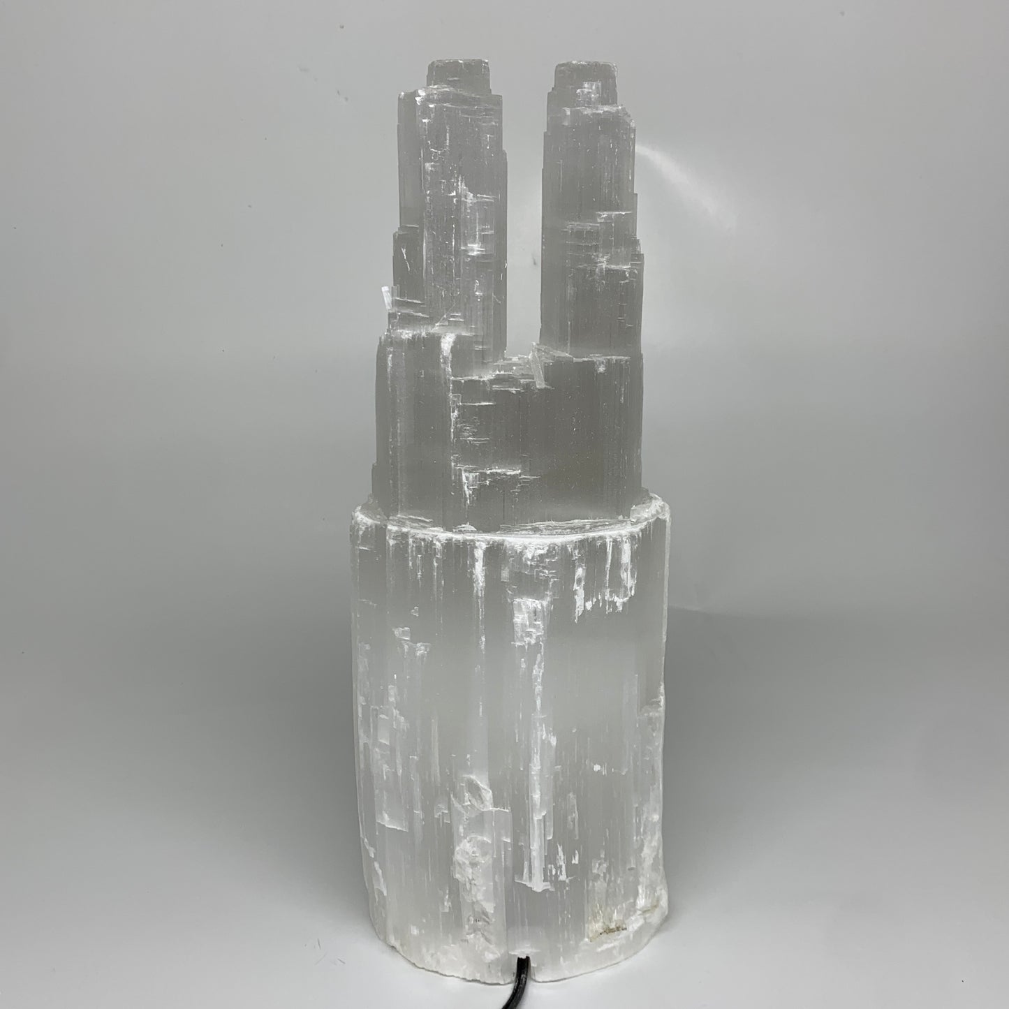 10.2 lbs, 13.7"x4.9"x3.7" Rough Selenite (Satin Spar) Lamp Tower W/Chord, B35764