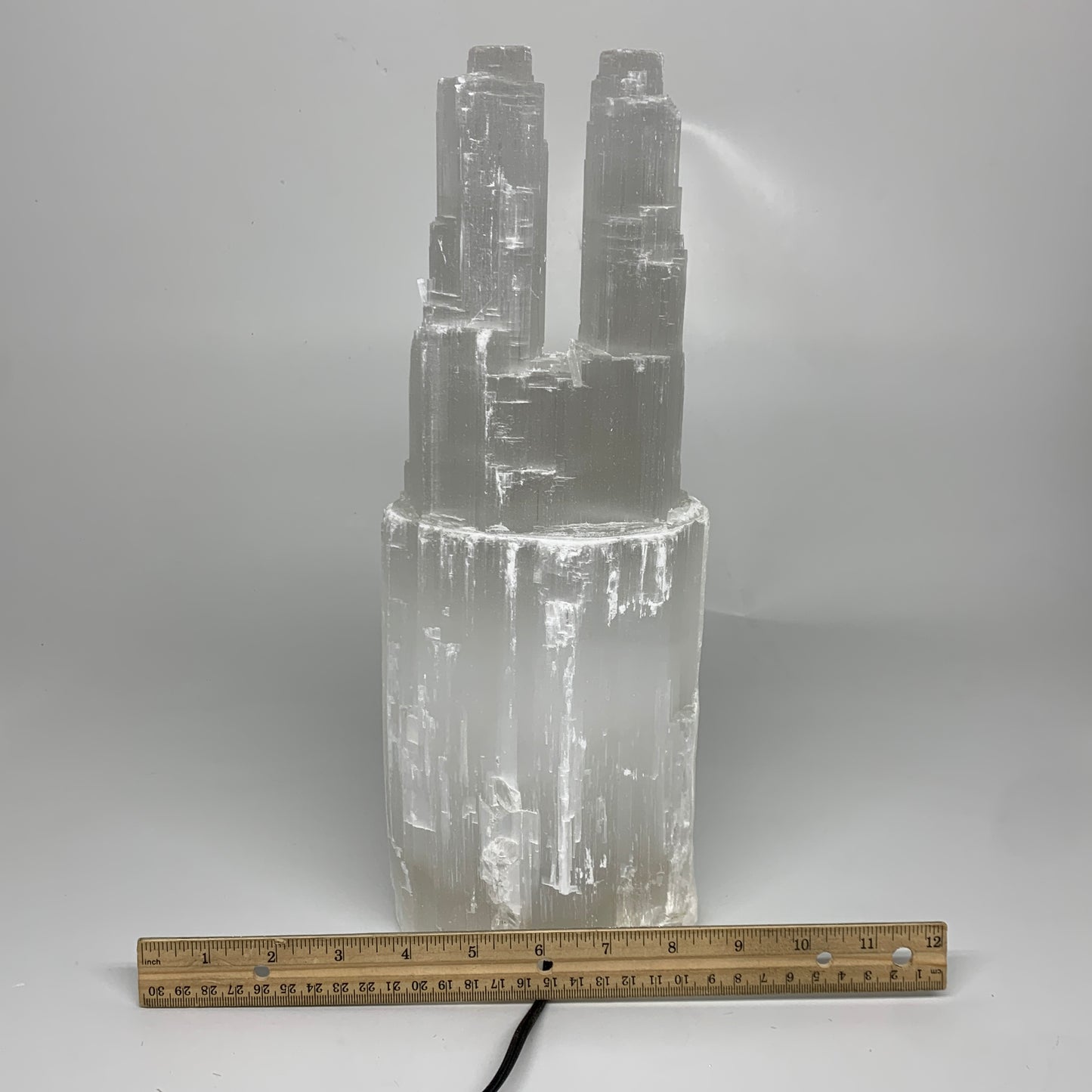 10.2 lbs, 13.7"x4.9"x3.7" Rough Selenite (Satin Spar) Lamp Tower W/Chord, B35764