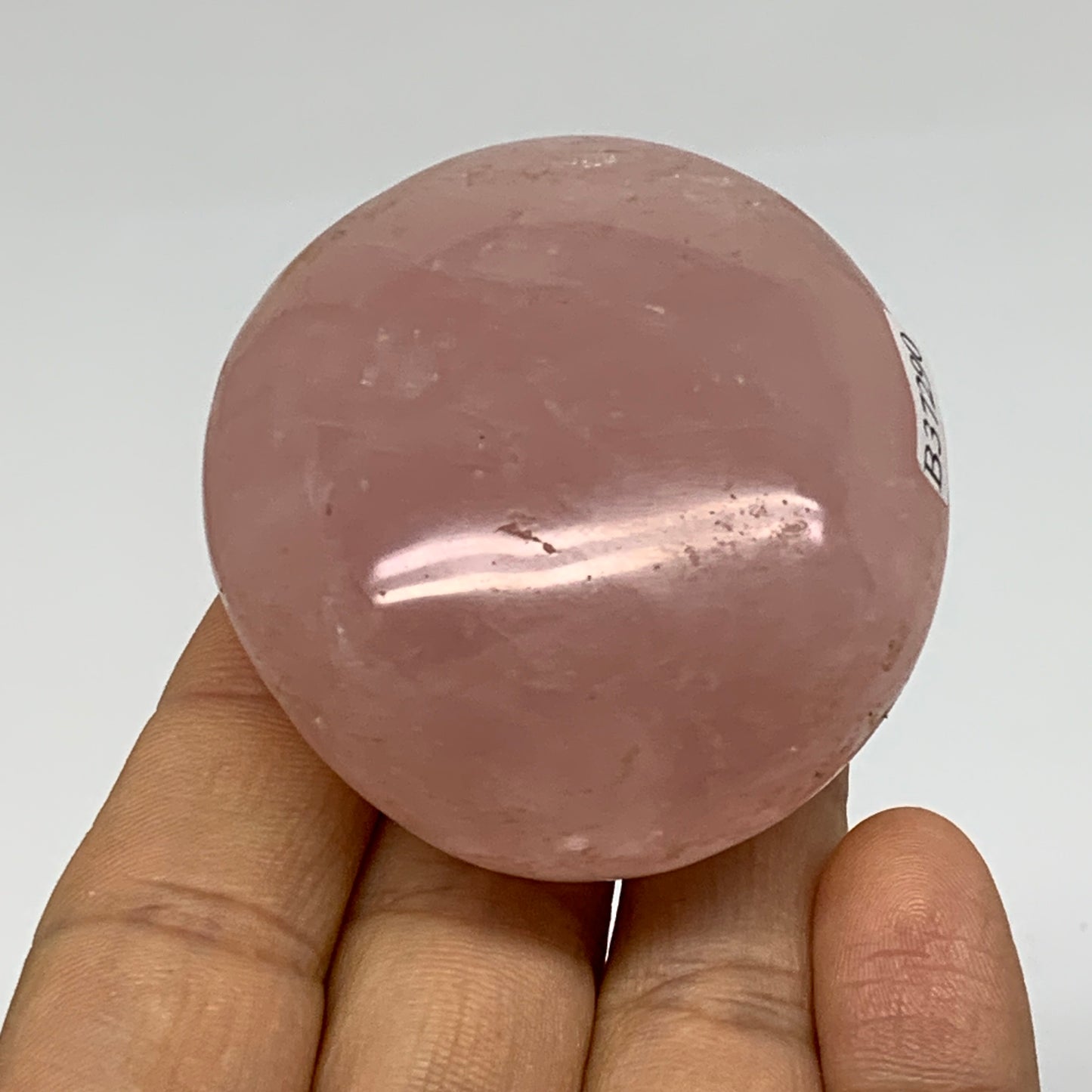 120g , 2.3"x2"x1.1", Natural Pink Rose Quartz Palm-stone Crystal, B37290
