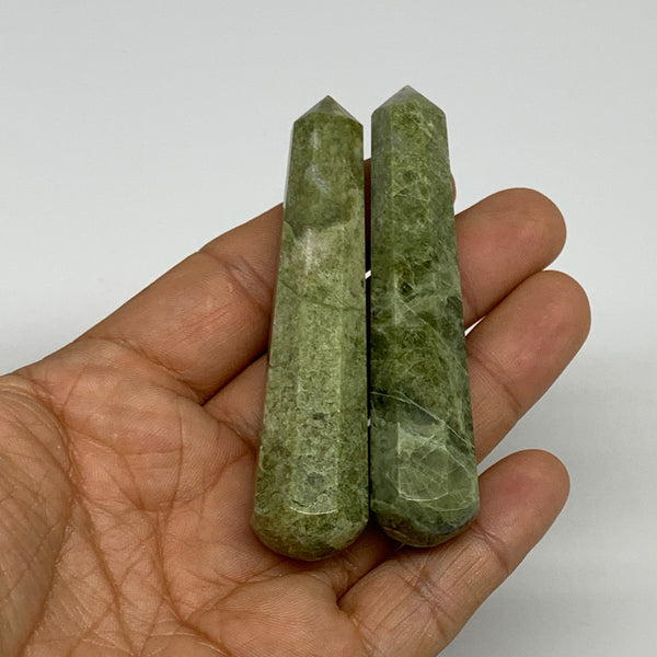 79.7g, 3", 2pcs,  Natural Vasonite Wand Point Crystal @India, B29345