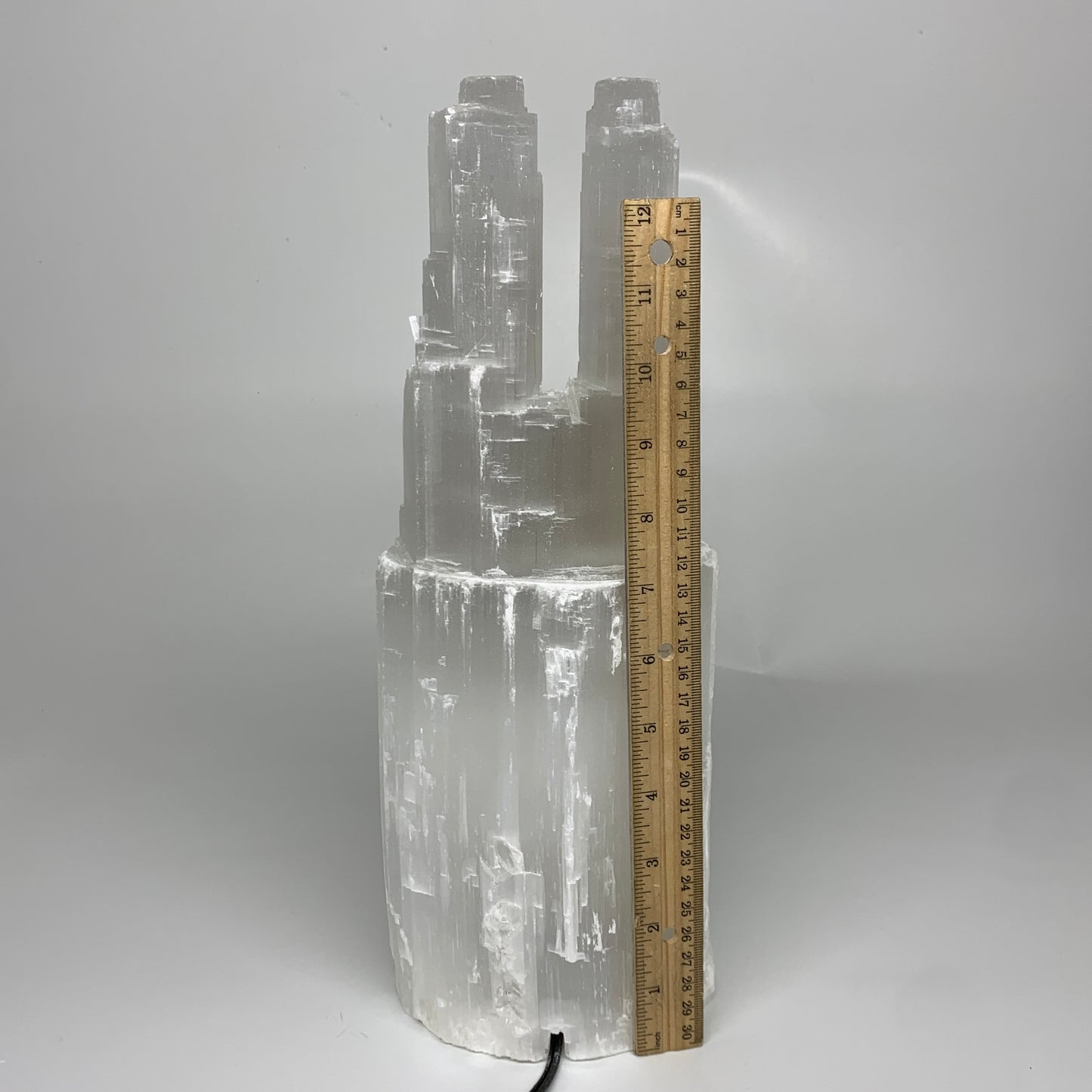 10.2 lbs, 13.7"x4.9"x3.7" Rough Selenite (Satin Spar) Lamp Tower W/Chord, B35764