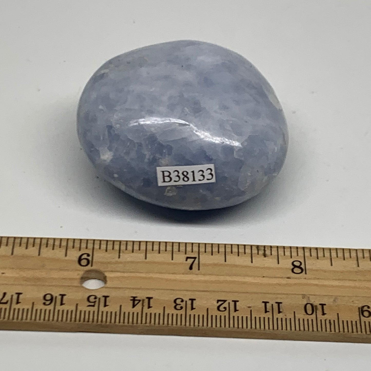 120g, 2.1"x1.9"x1.2" Blue Calcite Palm-Stone Polished Tumbled, B38133