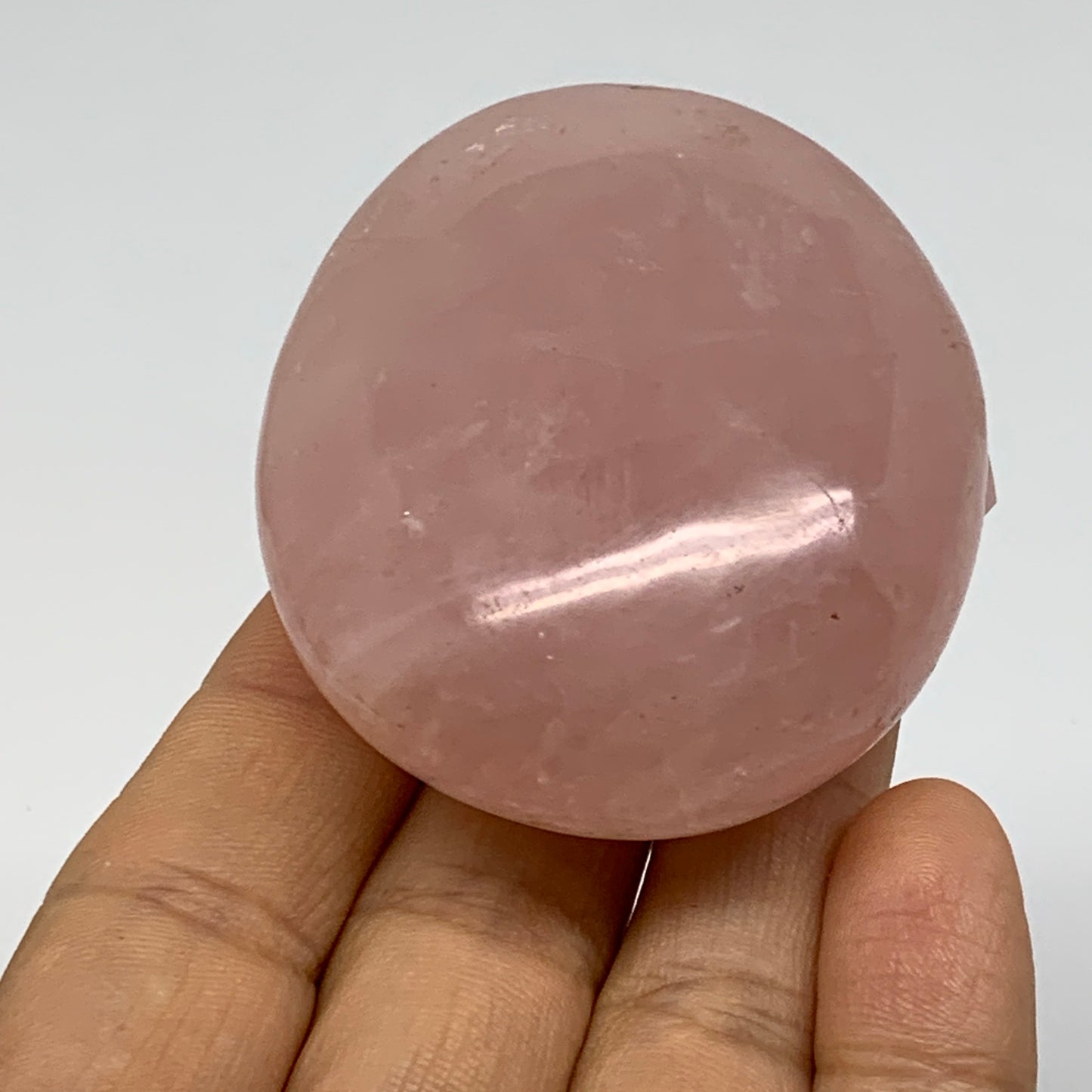 120g , 2.3"x2"x1.1", Natural Pink Rose Quartz Palm-stone Crystal, B37290