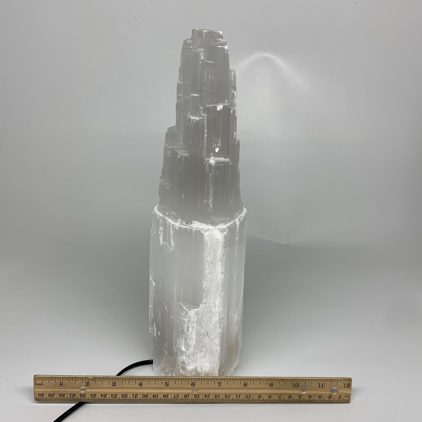 10.2 lbs, 13.7"x4.9"x3.7" Rough Selenite (Satin Spar) Lamp Tower W/Chord, B35764