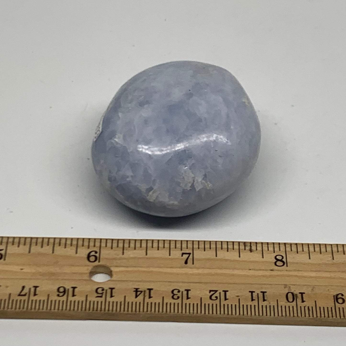 120g, 2.1"x1.9"x1.2" Blue Calcite Palm-Stone Polished Tumbled, B38133