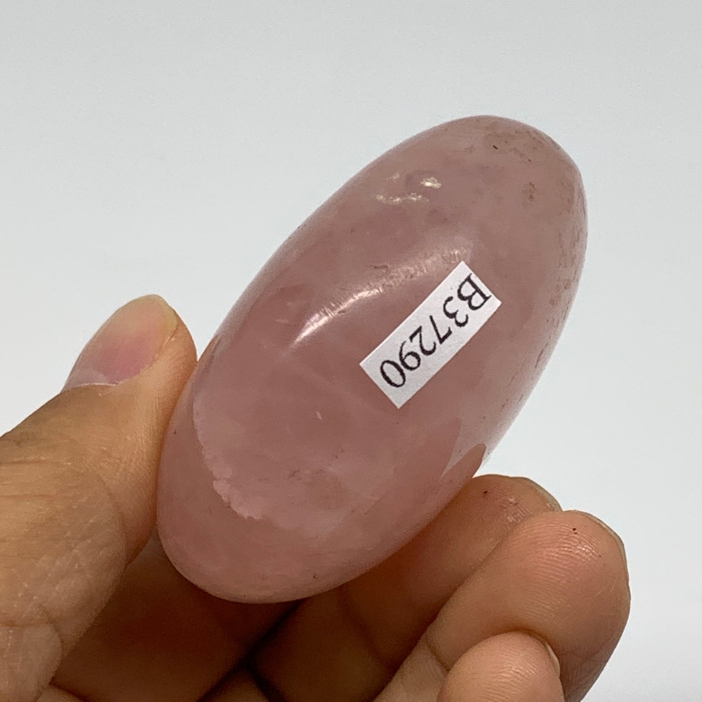 120g , 2.3"x2"x1.1", Natural Pink Rose Quartz Palm-stone Crystal, B37290