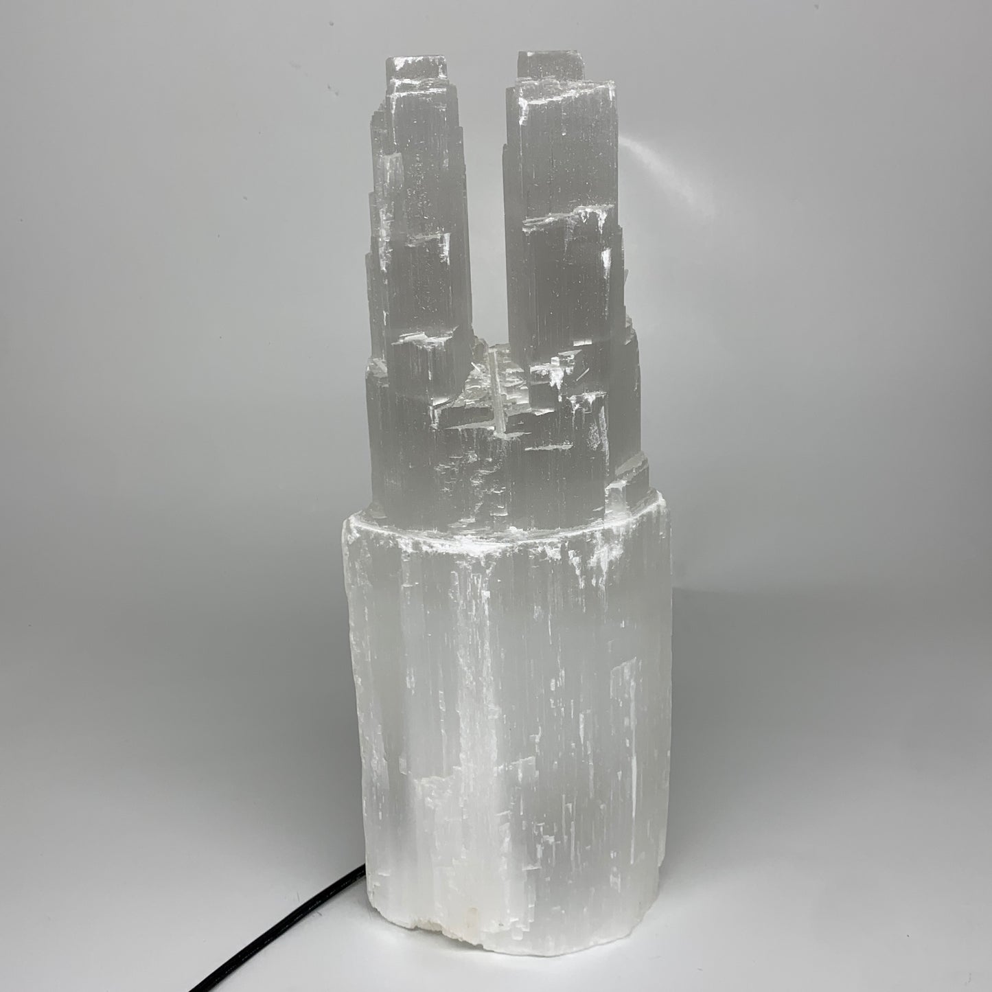 10.2 lbs, 13.7"x4.9"x3.7" Rough Selenite (Satin Spar) Lamp Tower W/Chord, B35764