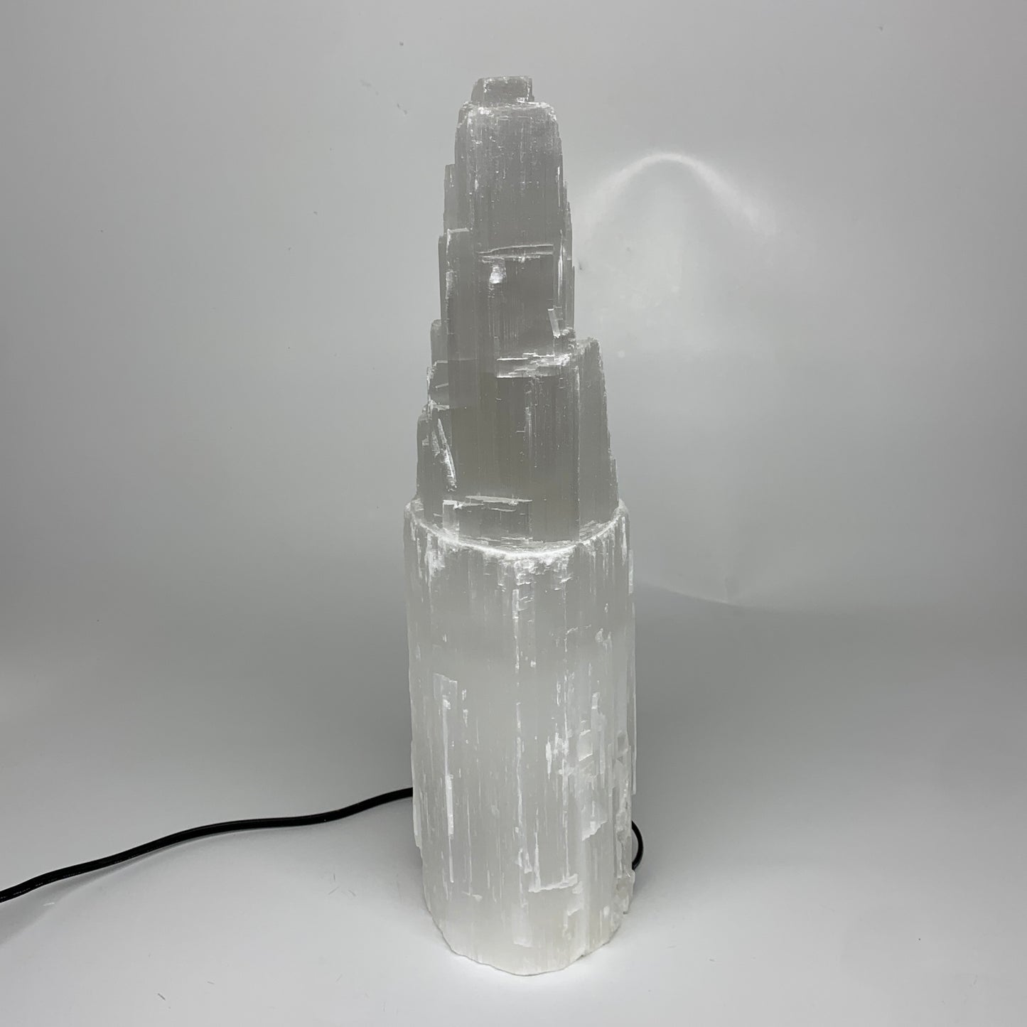 10.2 lbs, 13.7"x4.9"x3.7" Rough Selenite (Satin Spar) Lamp Tower W/Chord, B35764