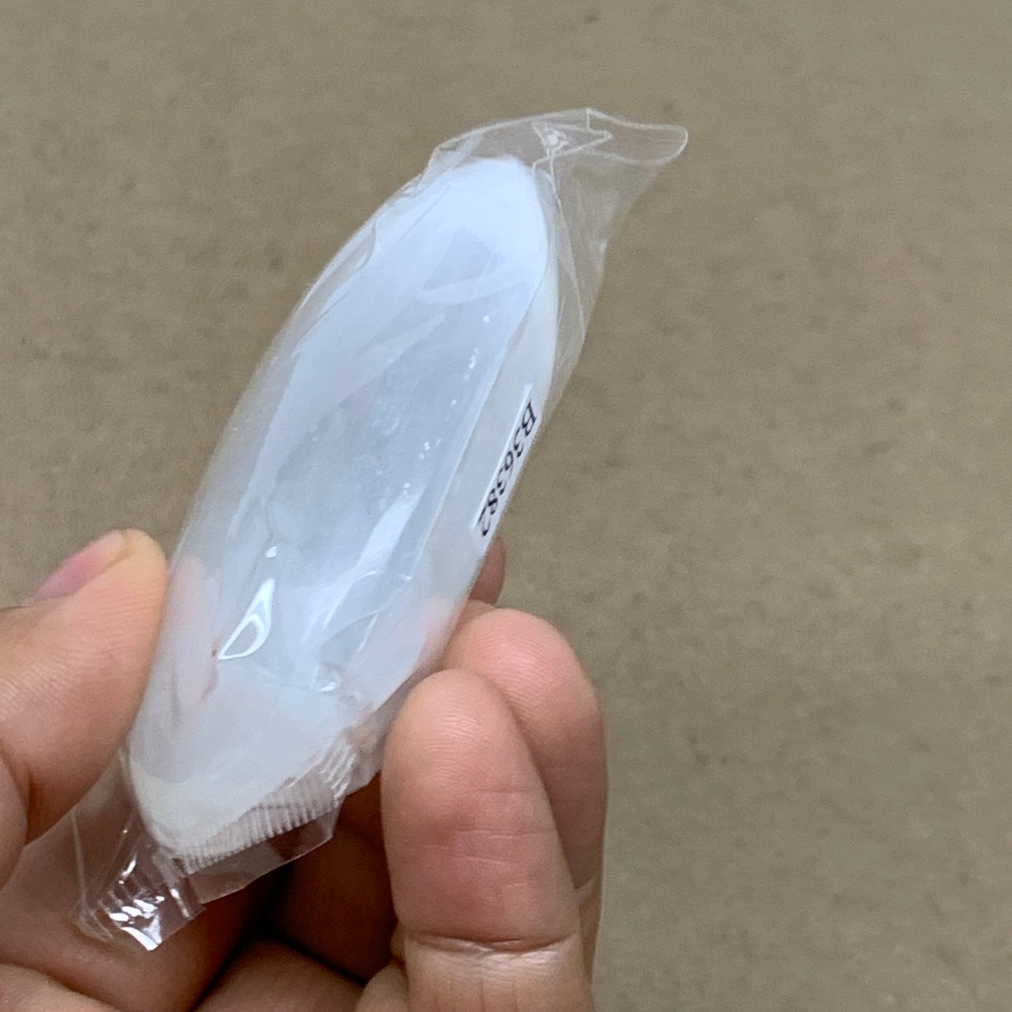 98g, 2.8"x1.9"x0.9", White Selenite Palmstone Crystal Pillow Reiki, B36382