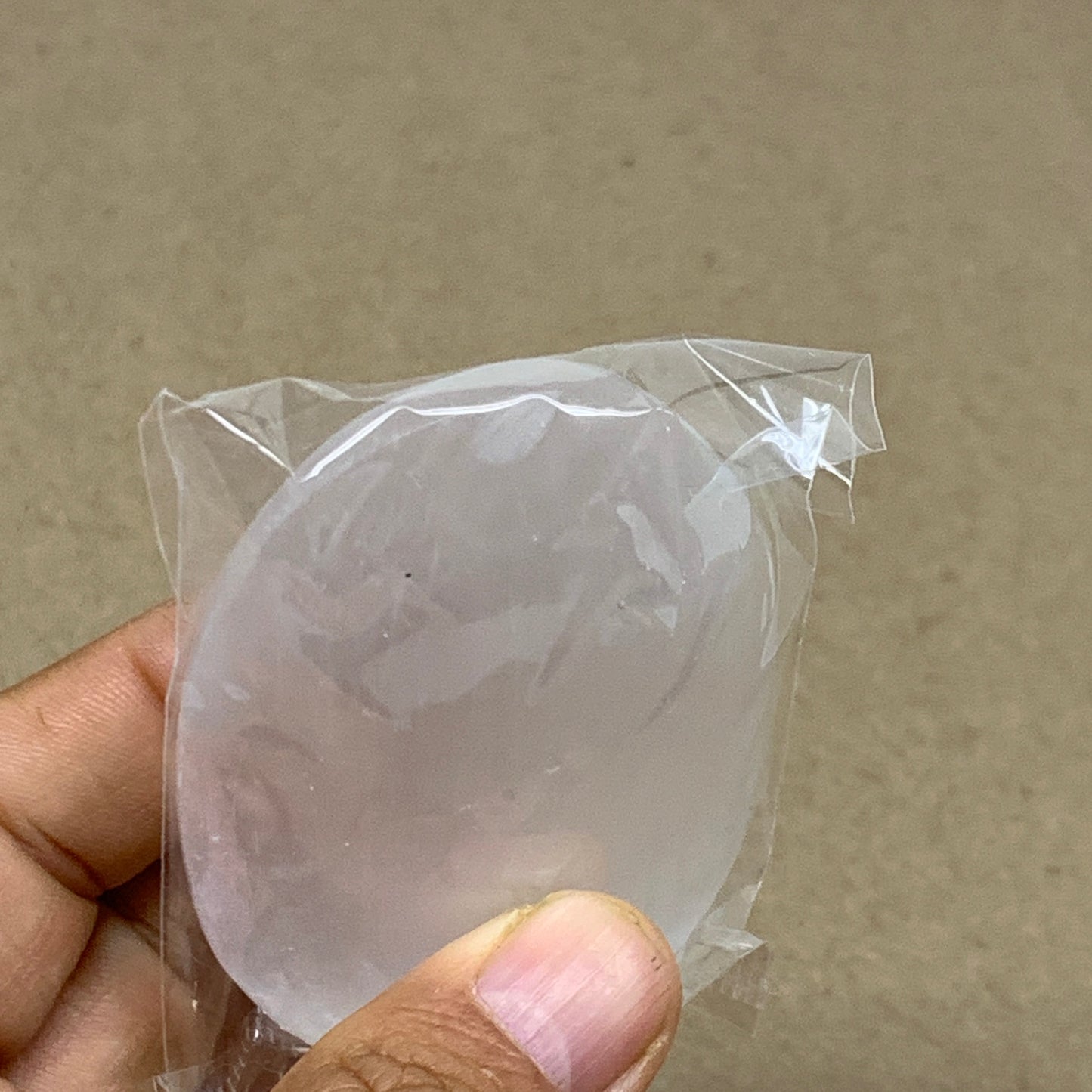 98g, 2.8"x1.9"x0.9", White Selenite Palmstone Crystal Pillow Reiki, B36382