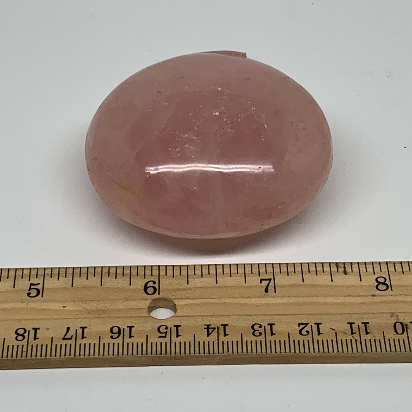 120g , 2.3"x2"x1.1", Natural Pink Rose Quartz Palm-stone Crystal, B37290