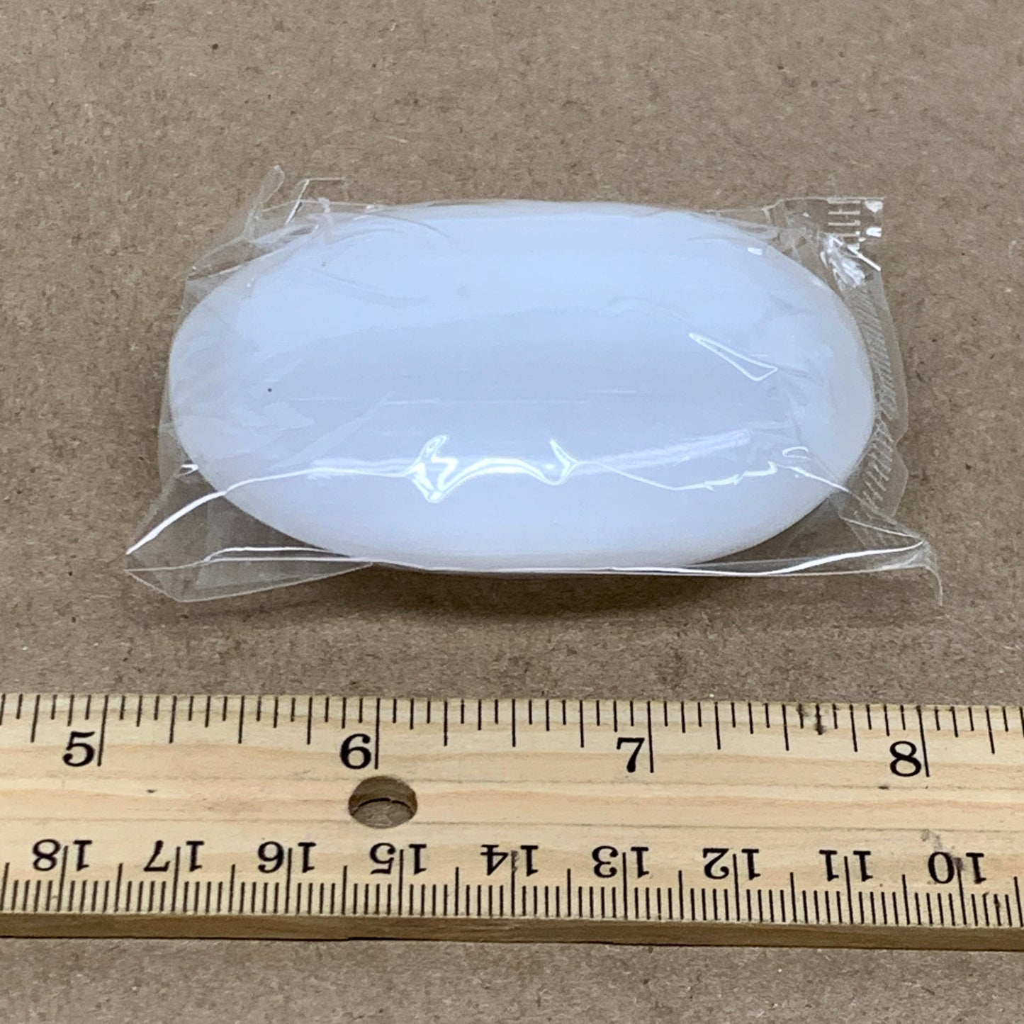 98g, 2.8"x1.9"x0.9", White Selenite Palmstone Crystal Pillow Reiki, B36382