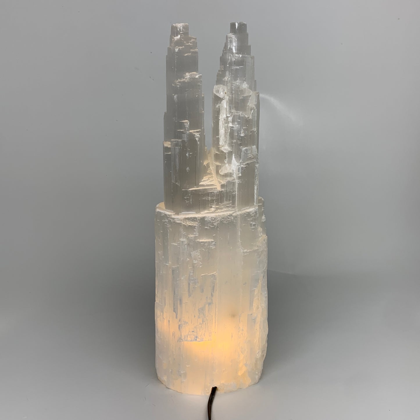 11.6 lbs, 15.5"x4.8"x3.3" Rough Selenite (Satin Spar) Lamp Tower W/Chord, B35765