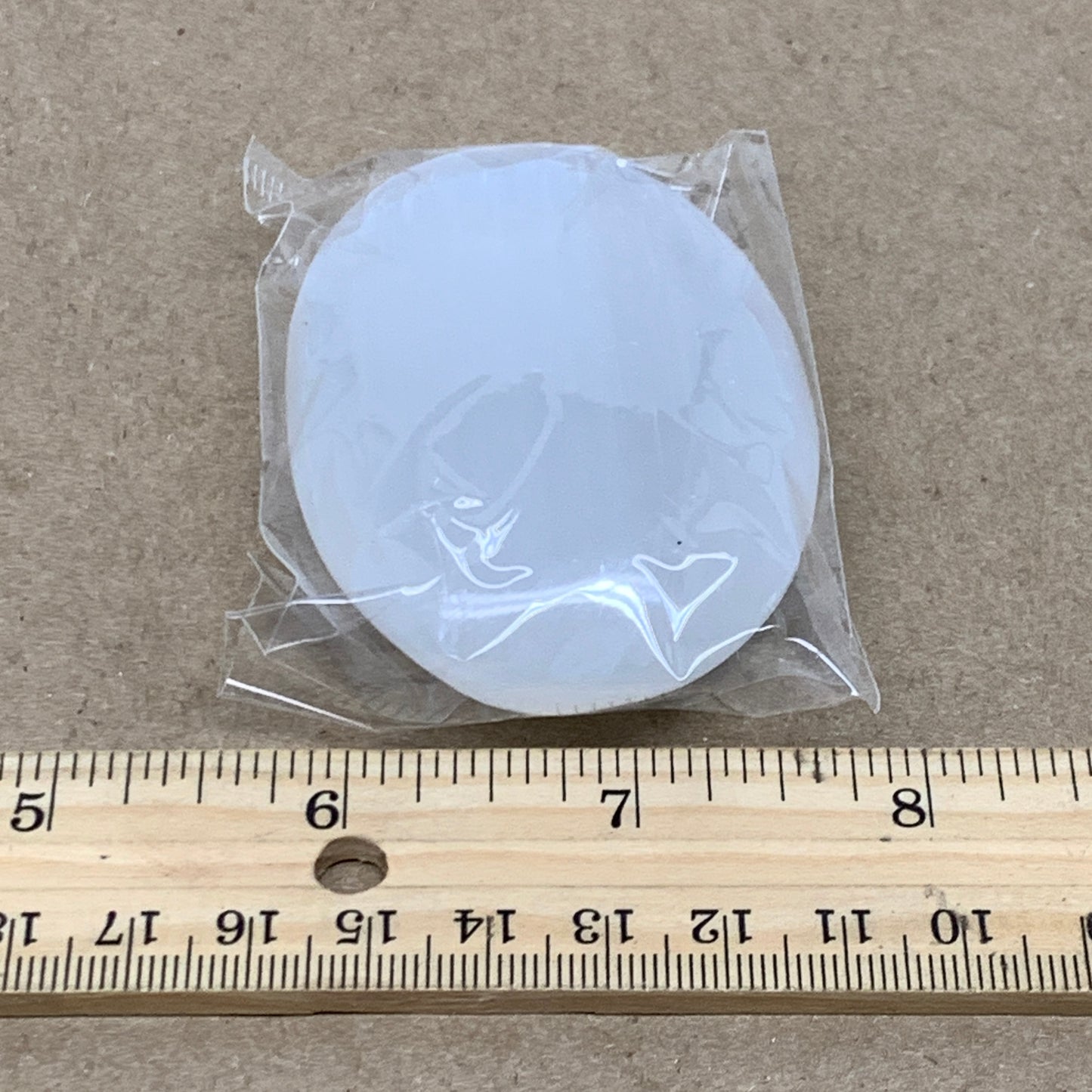 98g, 2.8"x1.9"x0.9", White Selenite Palmstone Crystal Pillow Reiki, B36382