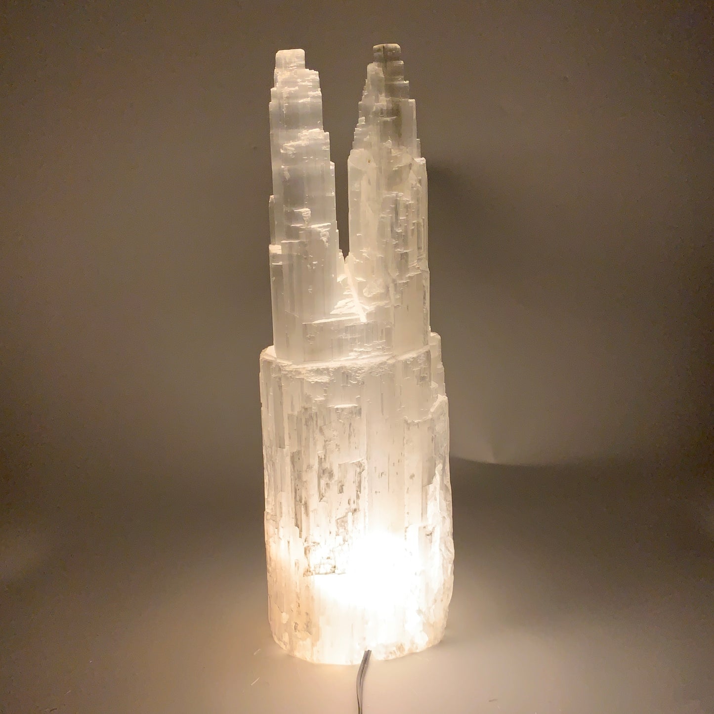 11.6 lbs, 15.5"x4.8"x3.3" Rough Selenite (Satin Spar) Lamp Tower W/Chord, B35765
