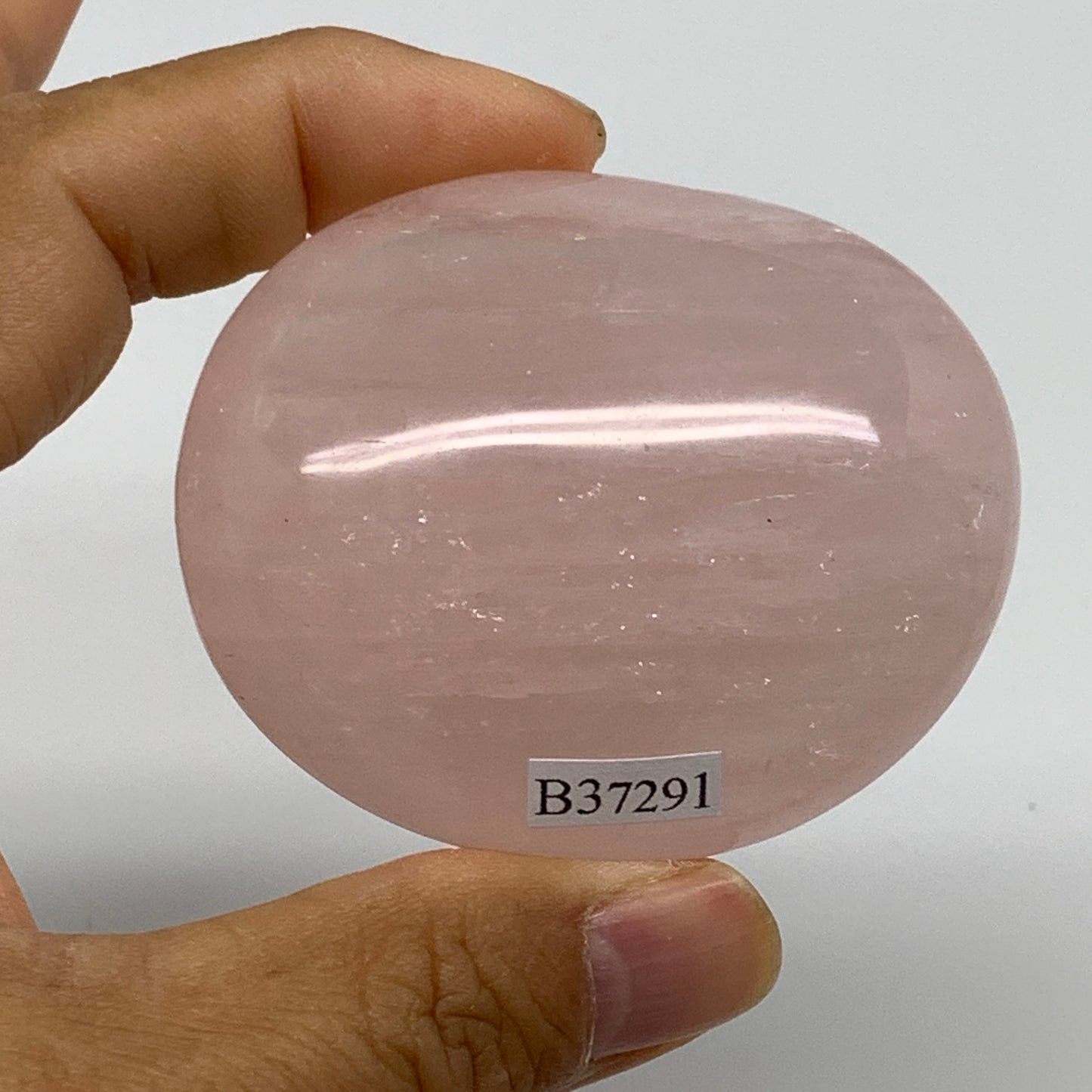 126.6g , 2.4"x2"x1.1", Natural Pink Rose Quartz Palm-stone Crystal, B37291