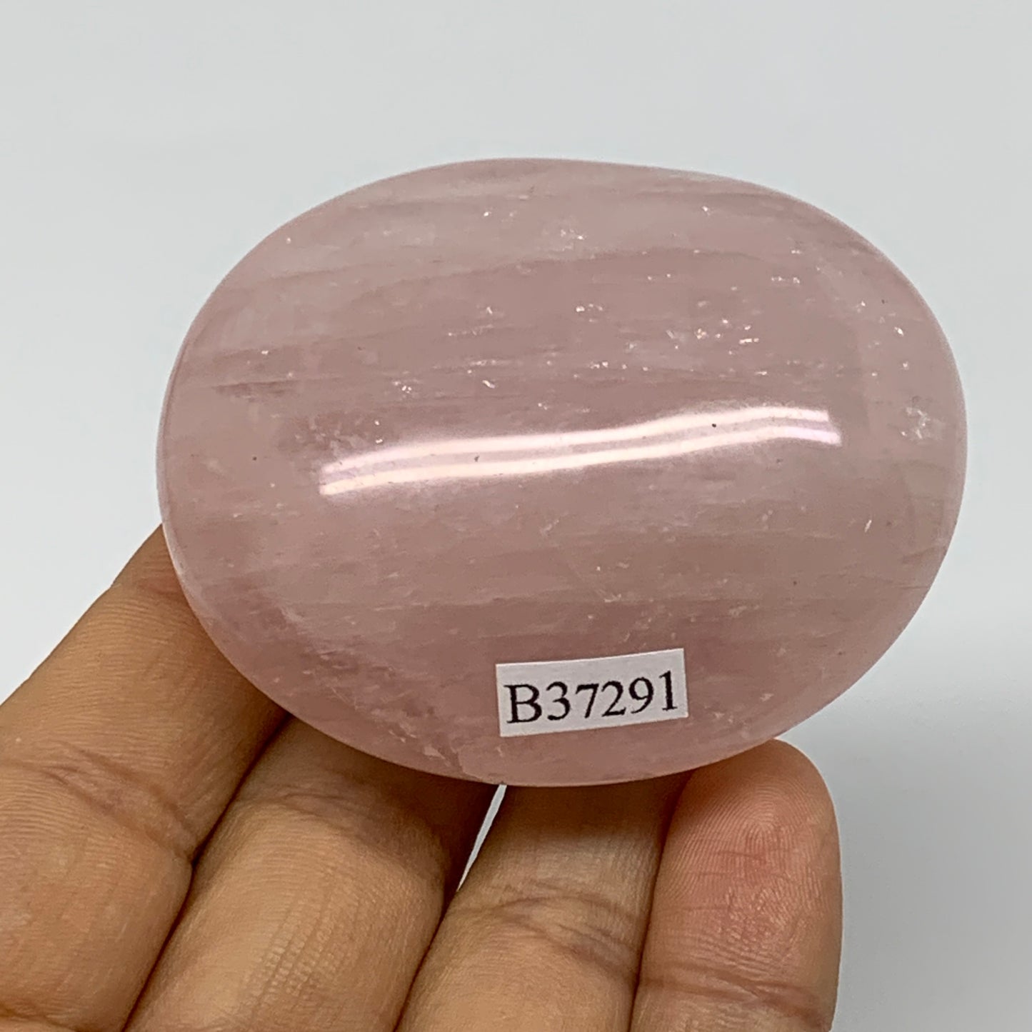 126.6g , 2.4"x2"x1.1", Natural Pink Rose Quartz Palm-stone Crystal, B37291
