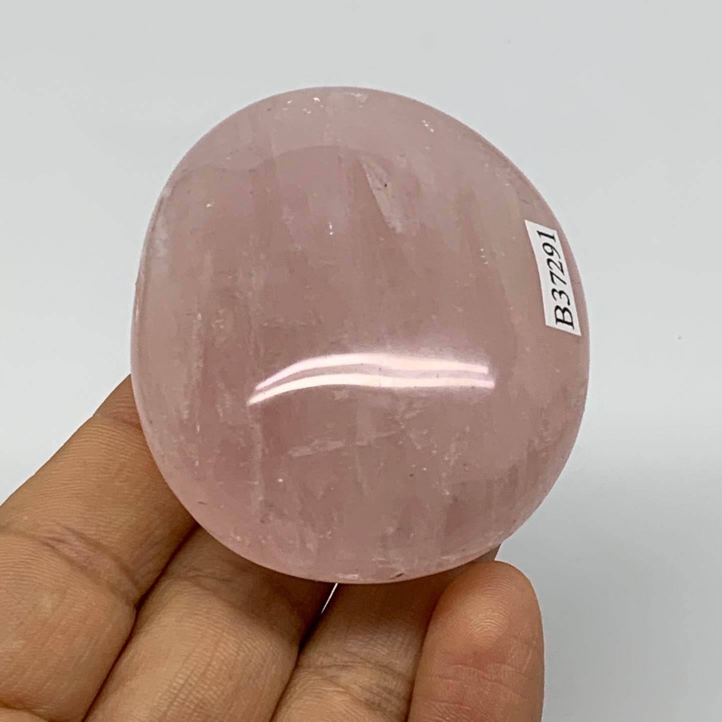 126.6g , 2.4"x2"x1.1", Natural Pink Rose Quartz Palm-stone Crystal, B37291