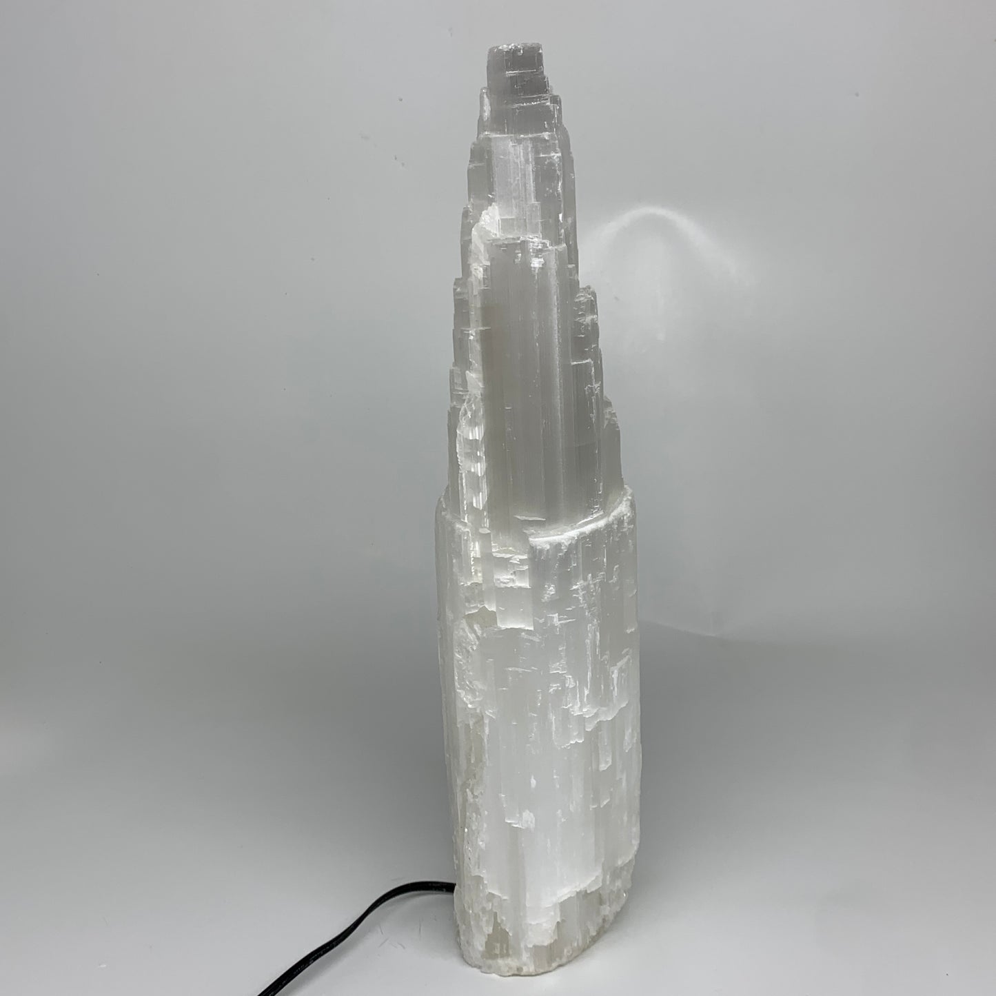 11.6 lbs, 15.5"x4.8"x3.3" Rough Selenite (Satin Spar) Lamp Tower W/Chord, B35765