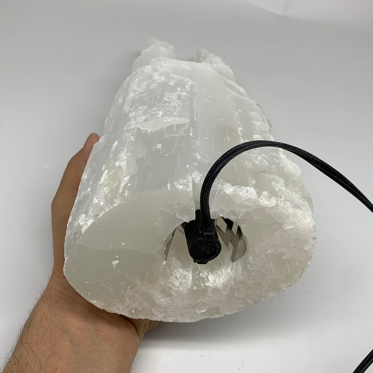 11.6 lbs, 15.5"x4.8"x3.3" Rough Selenite (Satin Spar) Lamp Tower W/Chord, B35765