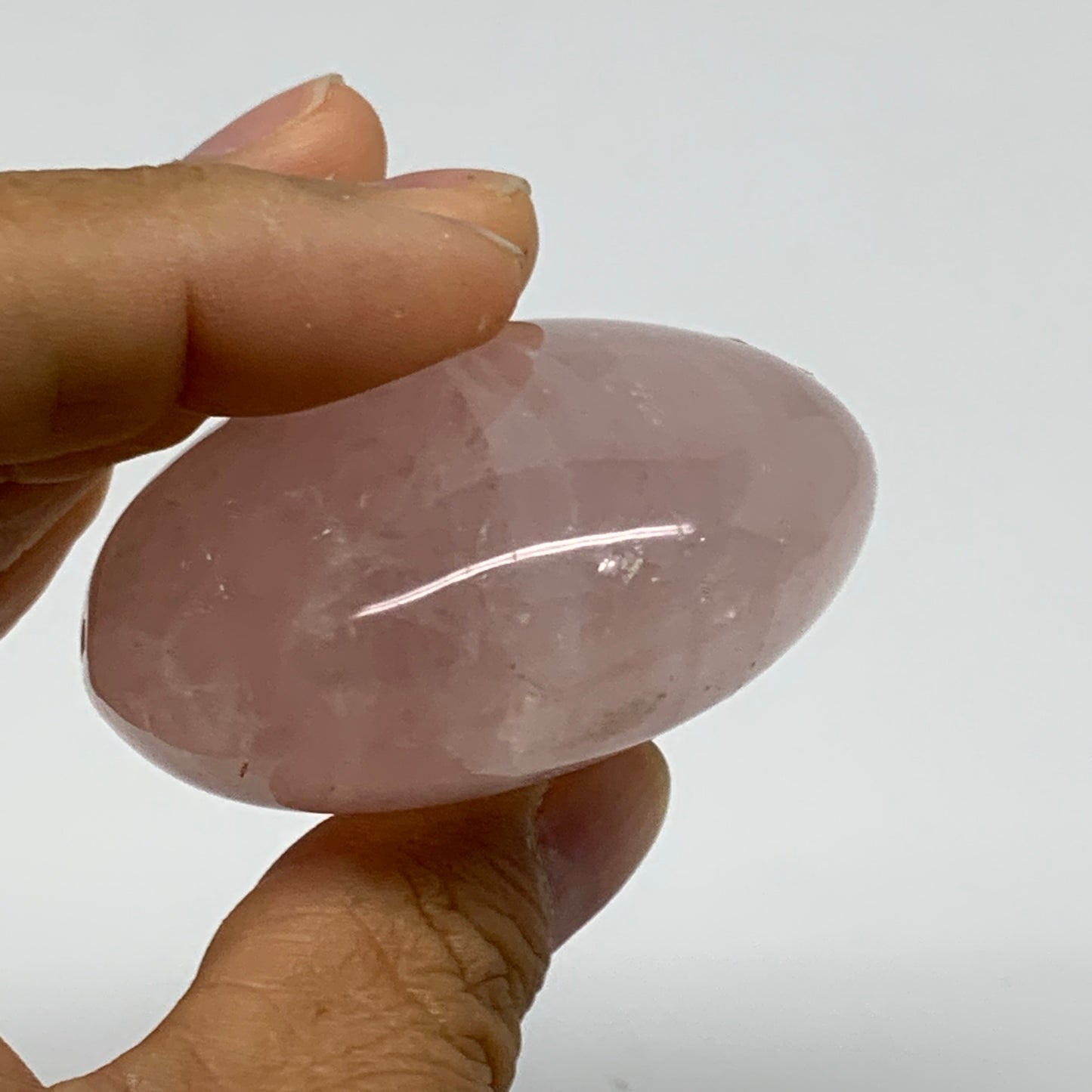 126.6g , 2.4"x2"x1.1", Natural Pink Rose Quartz Palm-stone Crystal, B37291