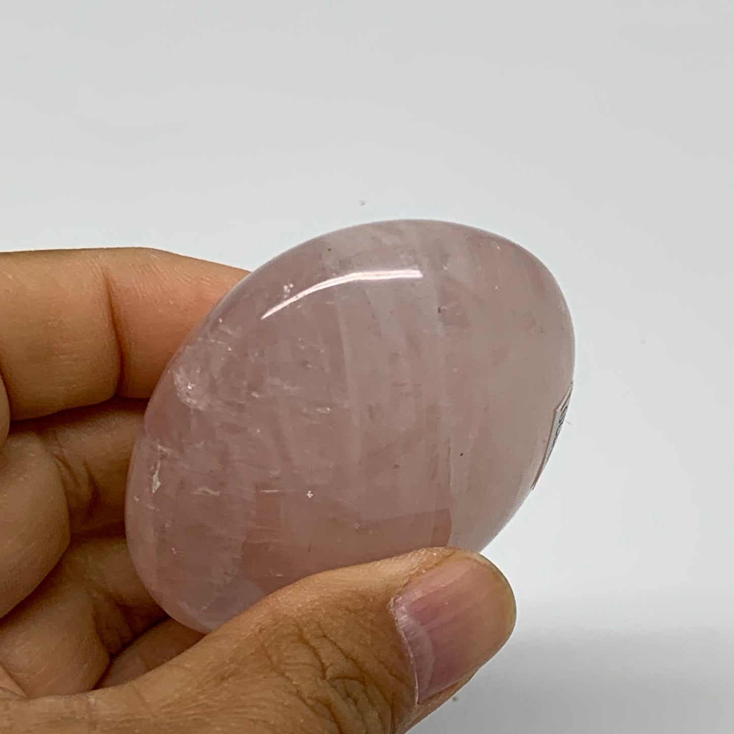 126.6g , 2.4"x2"x1.1", Natural Pink Rose Quartz Palm-stone Crystal, B37291