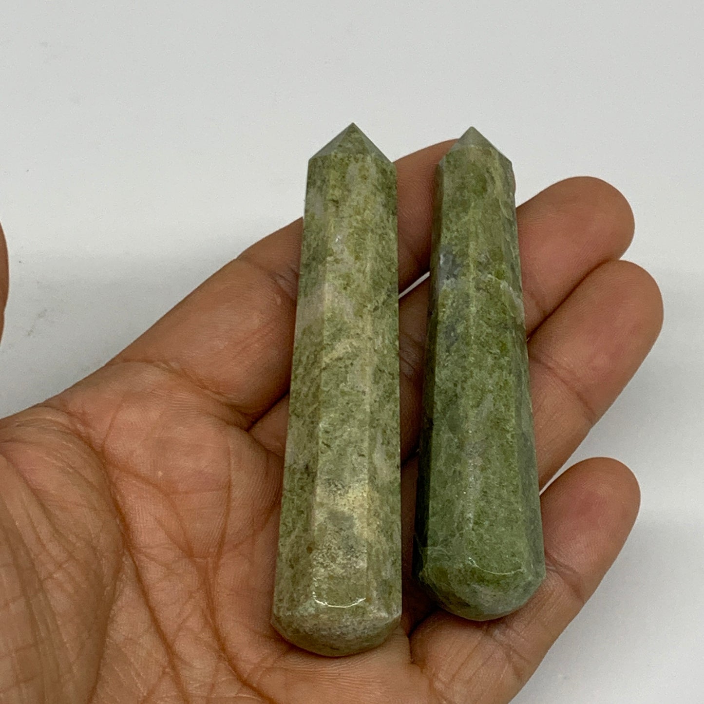 77.7g, 2.9"- 3.1", 2pcs,  Natural Vasonite Wand Point Crystal @India, B29347