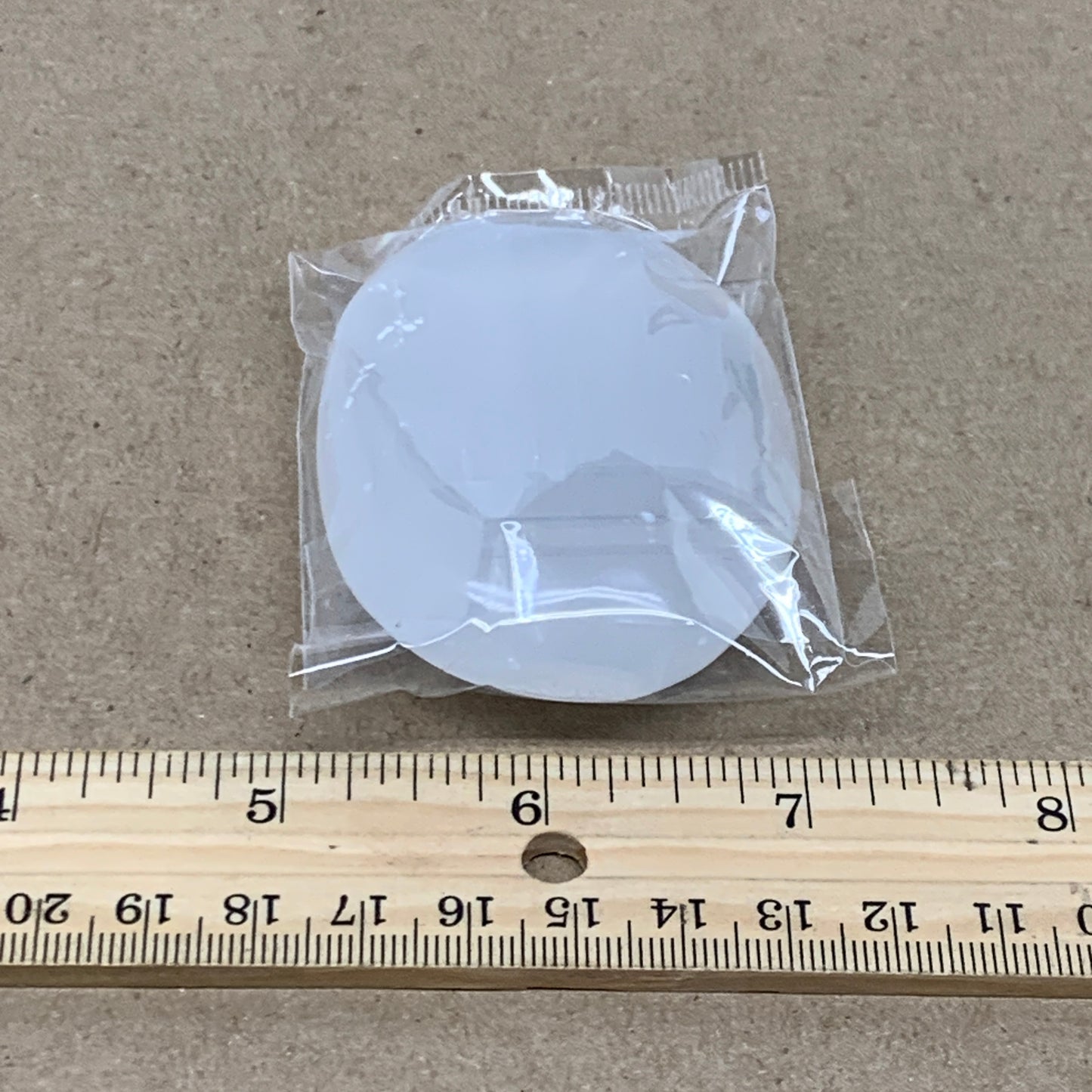 94g, 2.7"x2"x0.9", White Selenite Palmstone Crystal Pillow Reiki, B36383