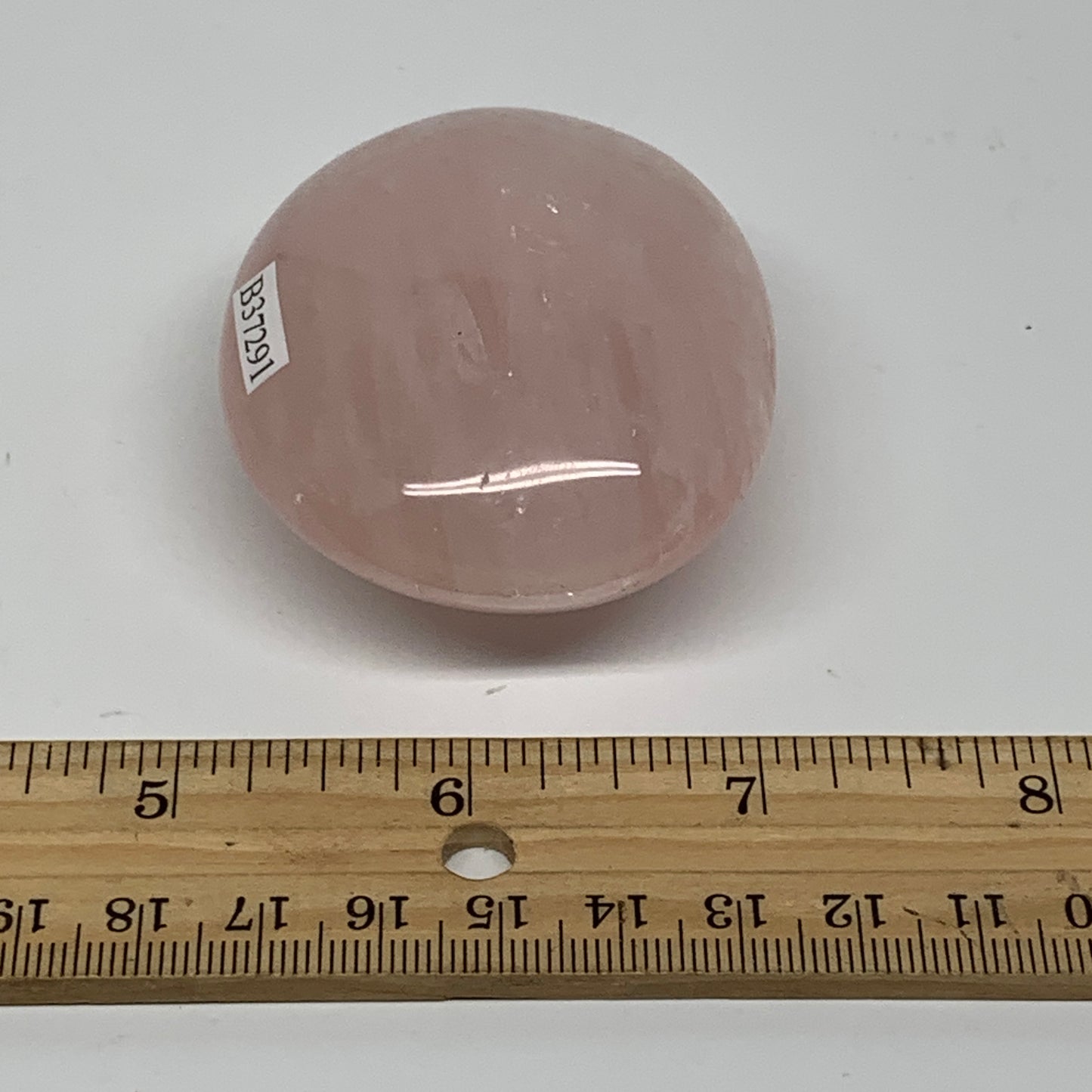 126.6g , 2.4"x2"x1.1", Natural Pink Rose Quartz Palm-stone Crystal, B37291