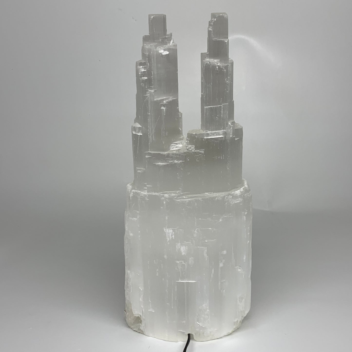11.5 lbs, 13.75"x5.6"x3.8" Rough Selenite (Satin Spar) Lamp Tower W/Chord, B3576
