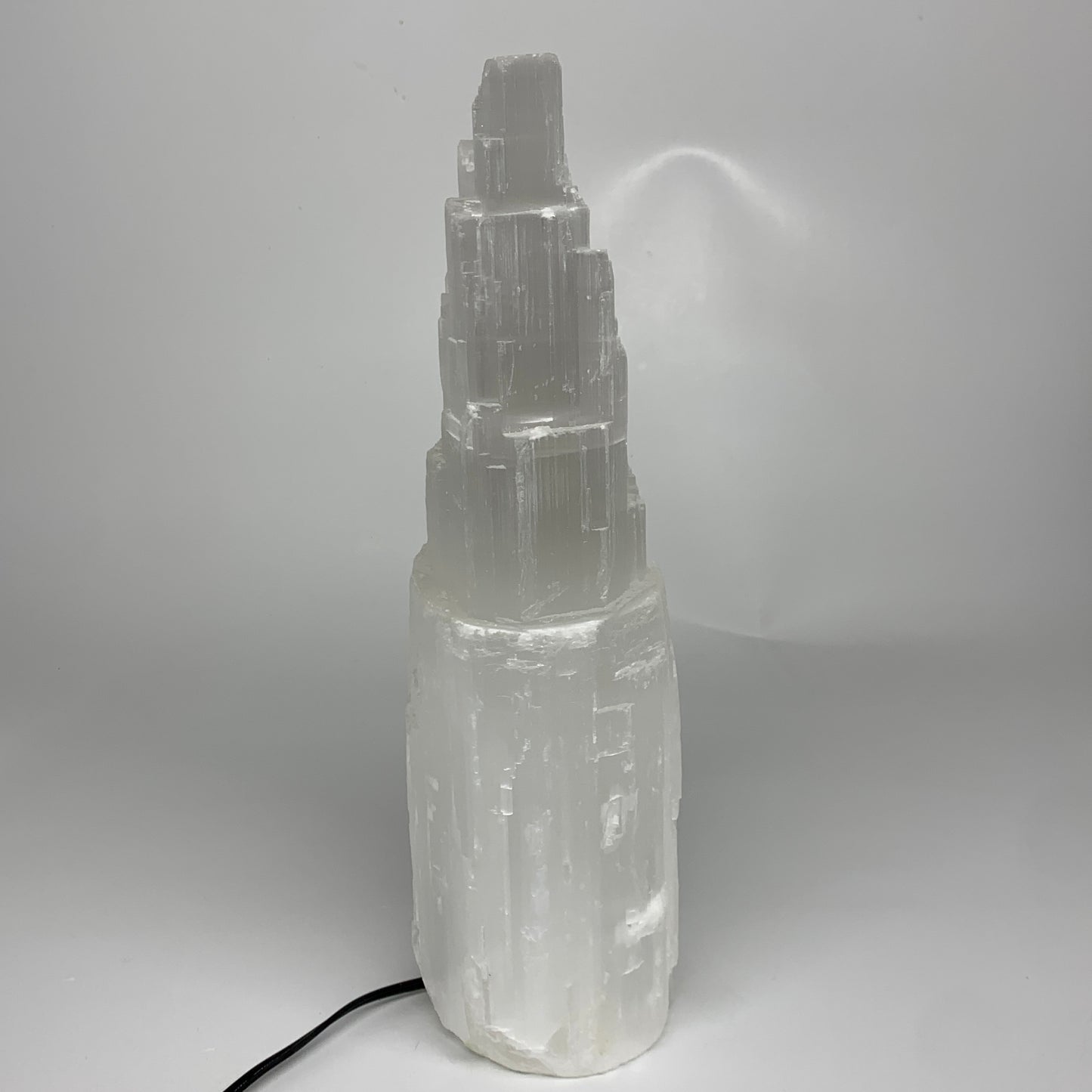 11.5 lbs, 13.75"x5.6"x3.8" Rough Selenite (Satin Spar) Lamp Tower W/Chord, B3576